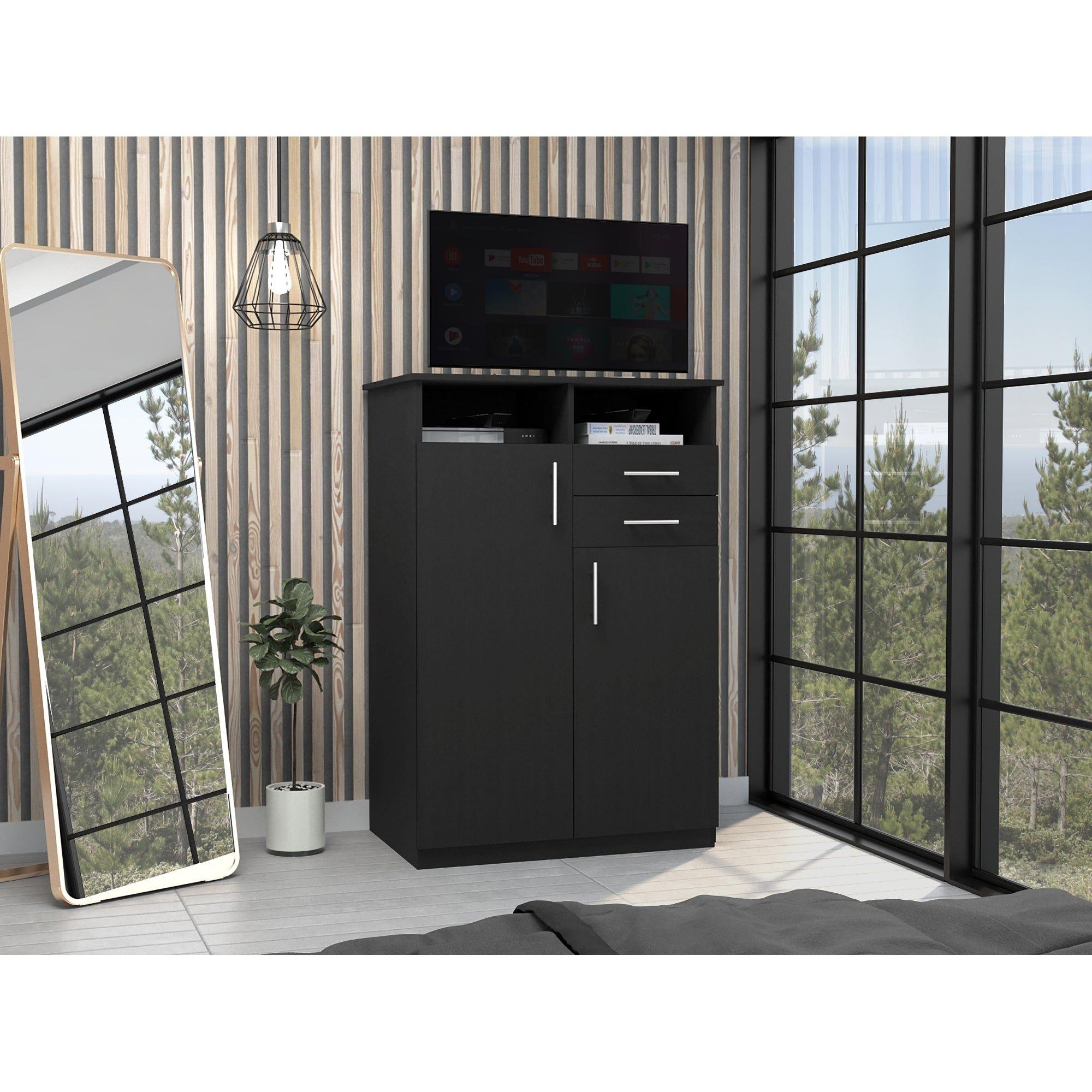 CLOSET 2 PUERTAS 2 CAJONES FM-022N - NEGRO-4