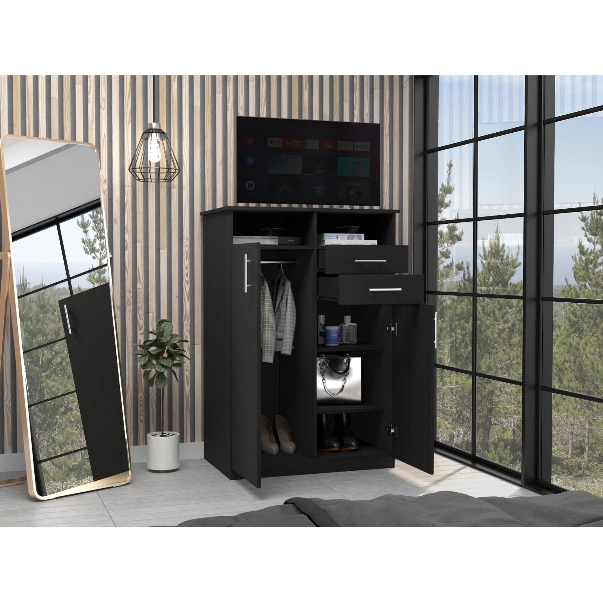 CLOSET 2 PUERTAS 2 CAJONES FM-022N - NEGRO-5