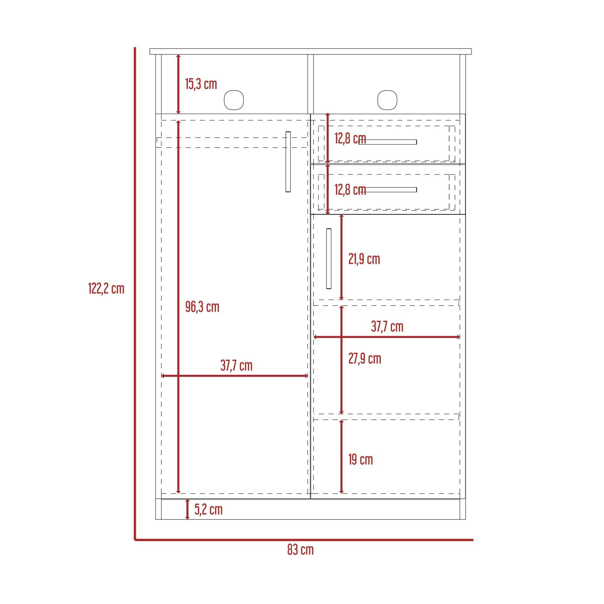 CLOSET 2 PUERTAS 2 CAJONES FM-022N - NEGRO-7