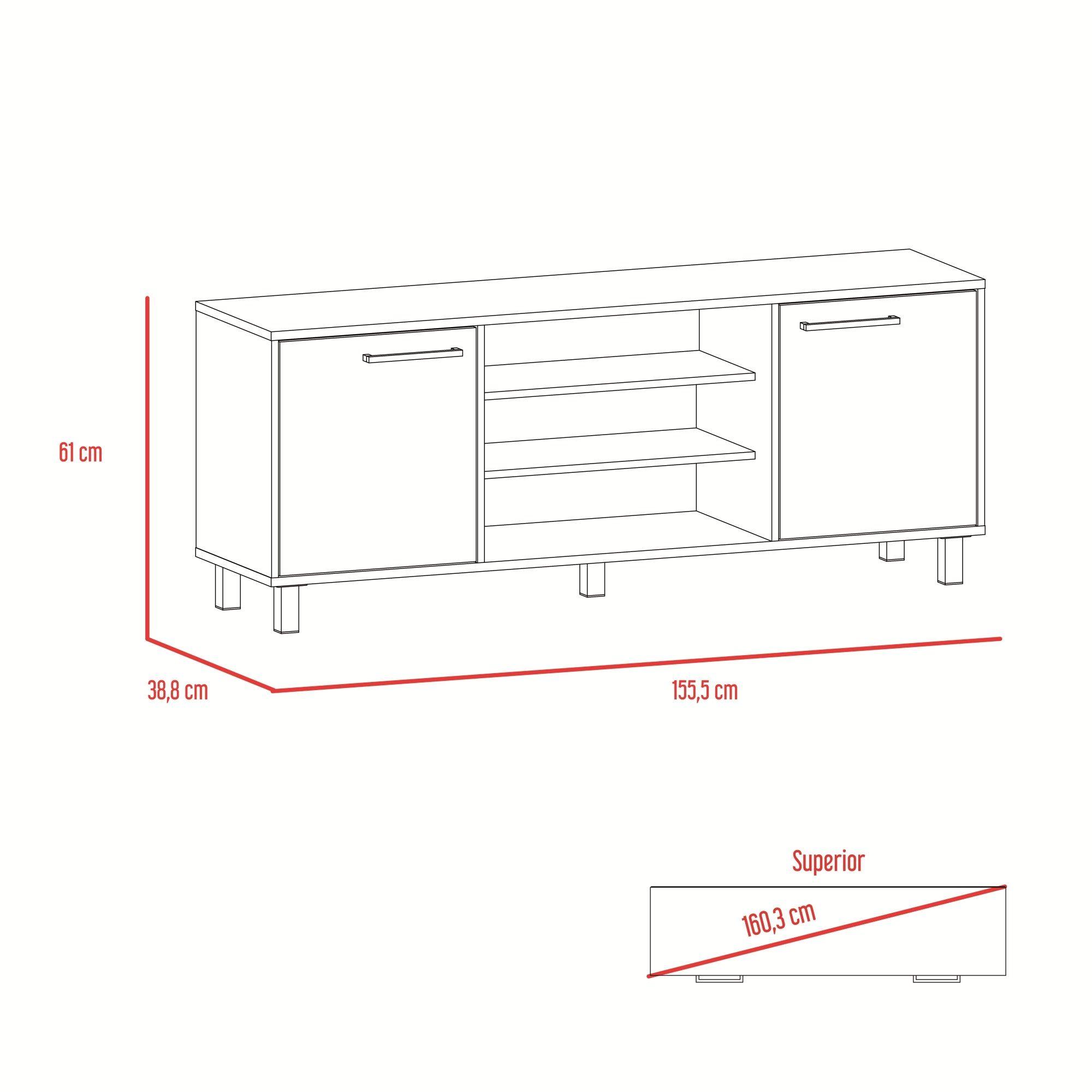 Rack Tv 65" 2 Puertas 4 Repisas Fm-012N Negro Y Café Claro-9