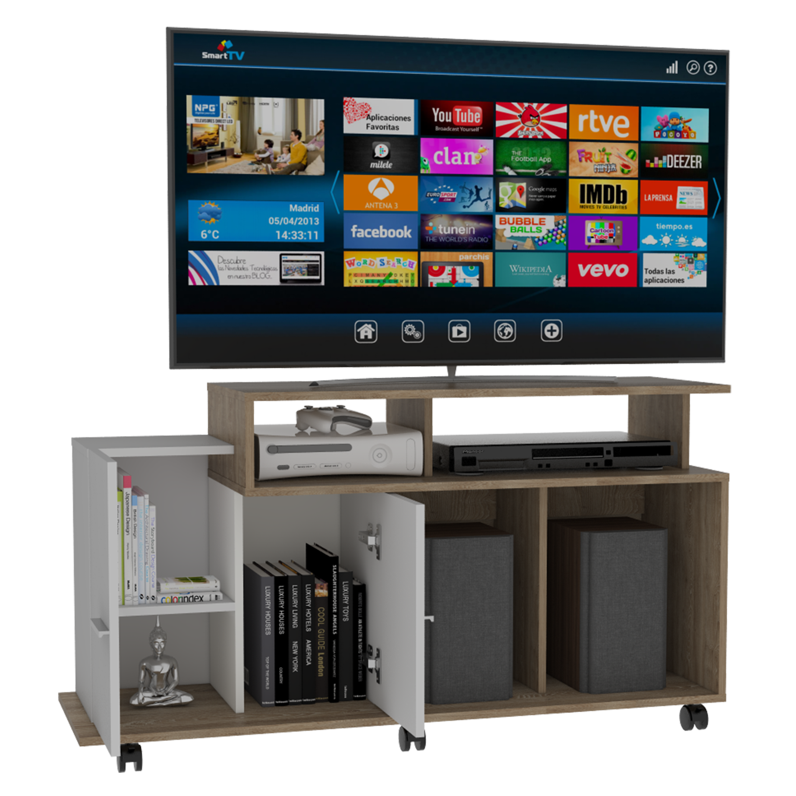 RACK TV 40" CON 2 PUERTAS FM-037C - CAFÉ CLARO-2