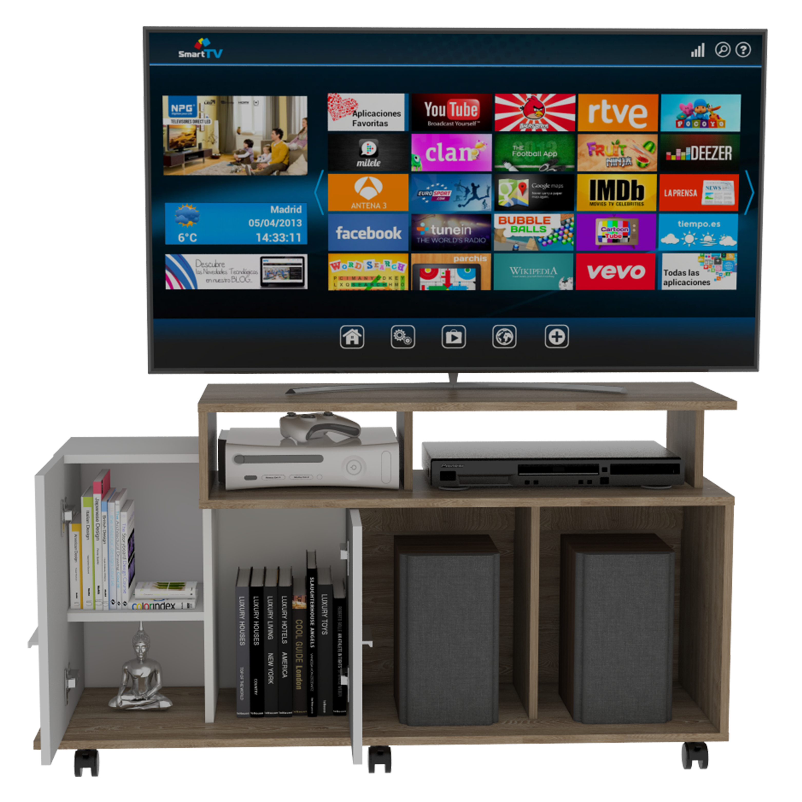 RACK TV 40" CON 2 PUERTAS FM-037C - CAFÉ CLARO-3
