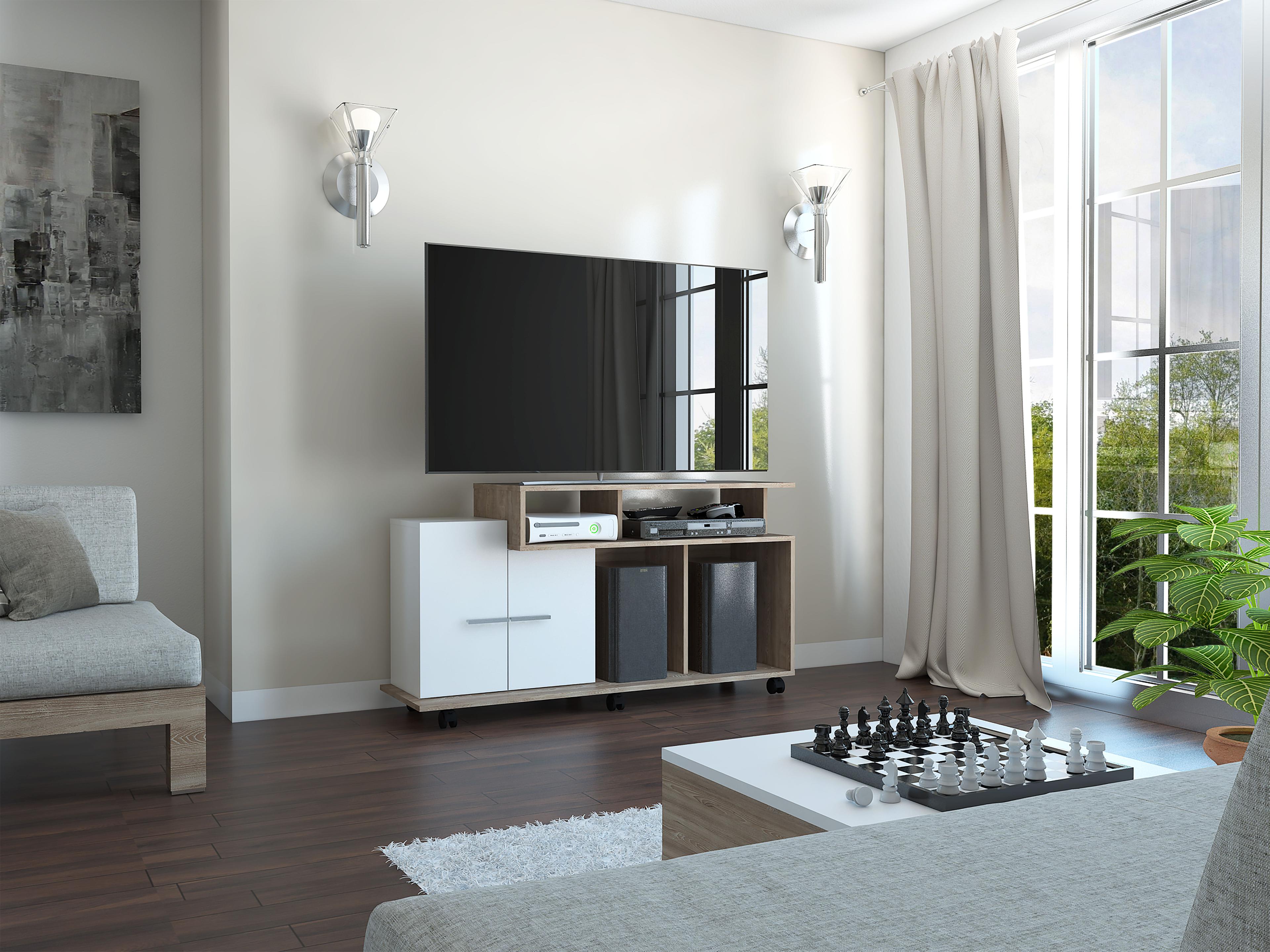 RACK TV 40" CON 2 PUERTAS FM-037C - CAFÉ CLARO-4