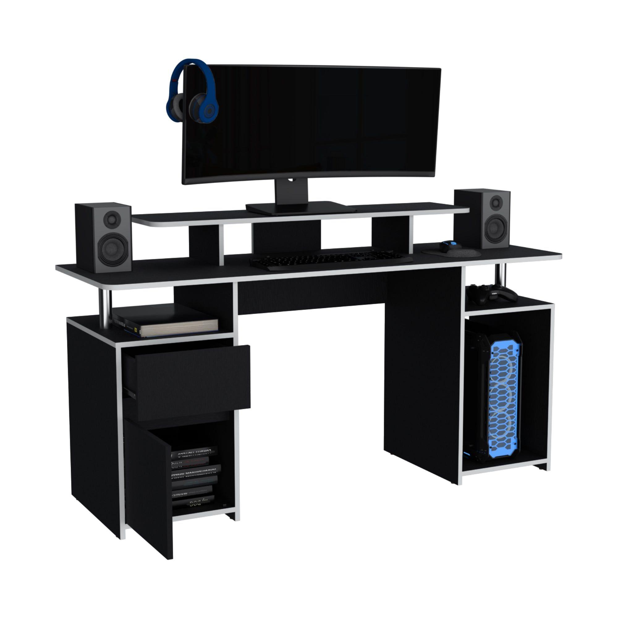 ESCRITORIO GAMER FM-060N - NEGRO CANTO BLANCO-3