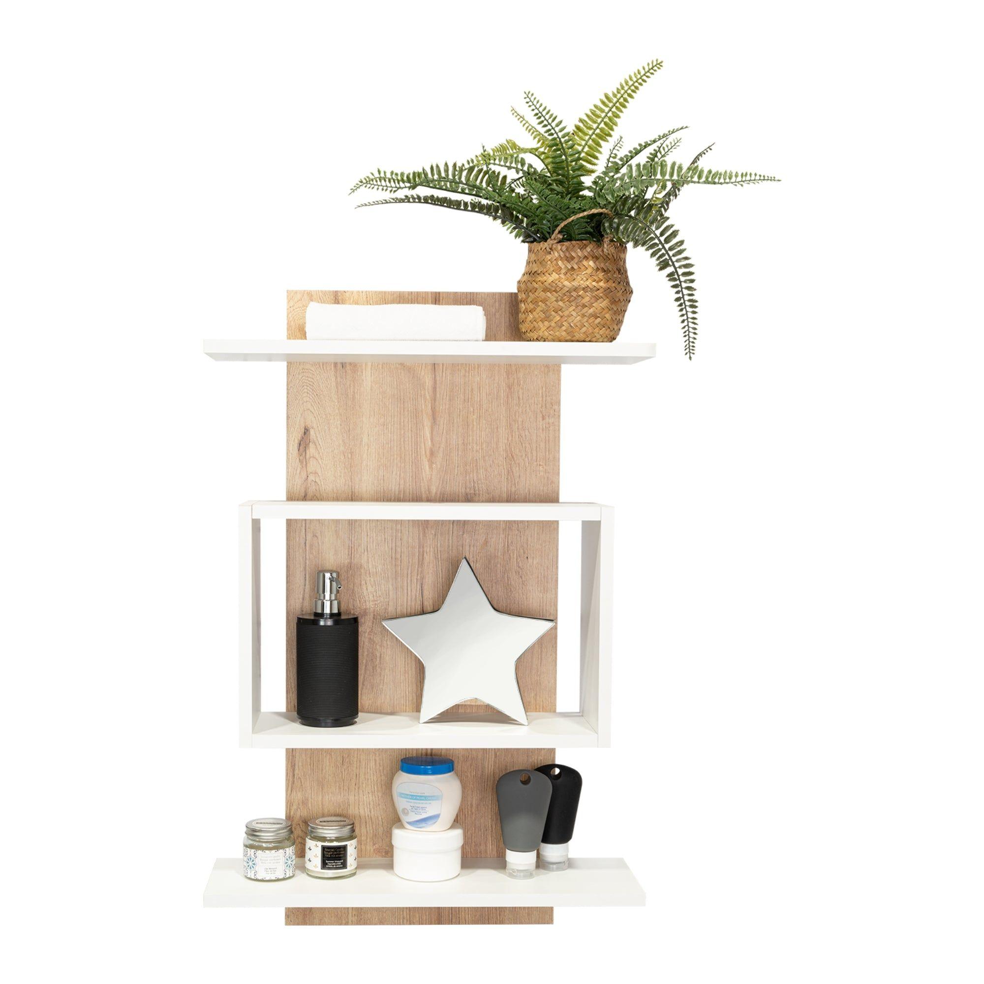 Mueble Organizador Baño Café Claro Y Blanco-2