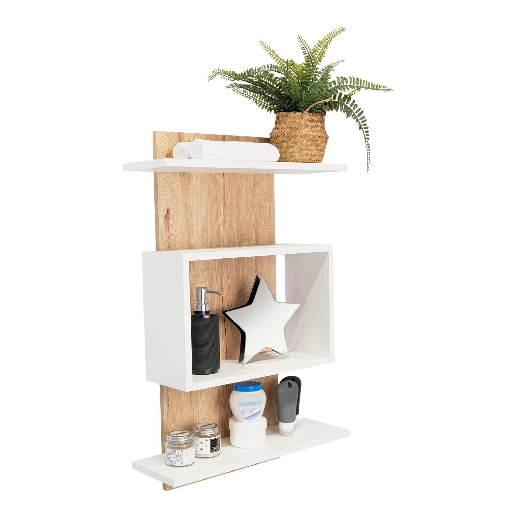 Mueble Organizador Baño Café Claro Y Blanco-3