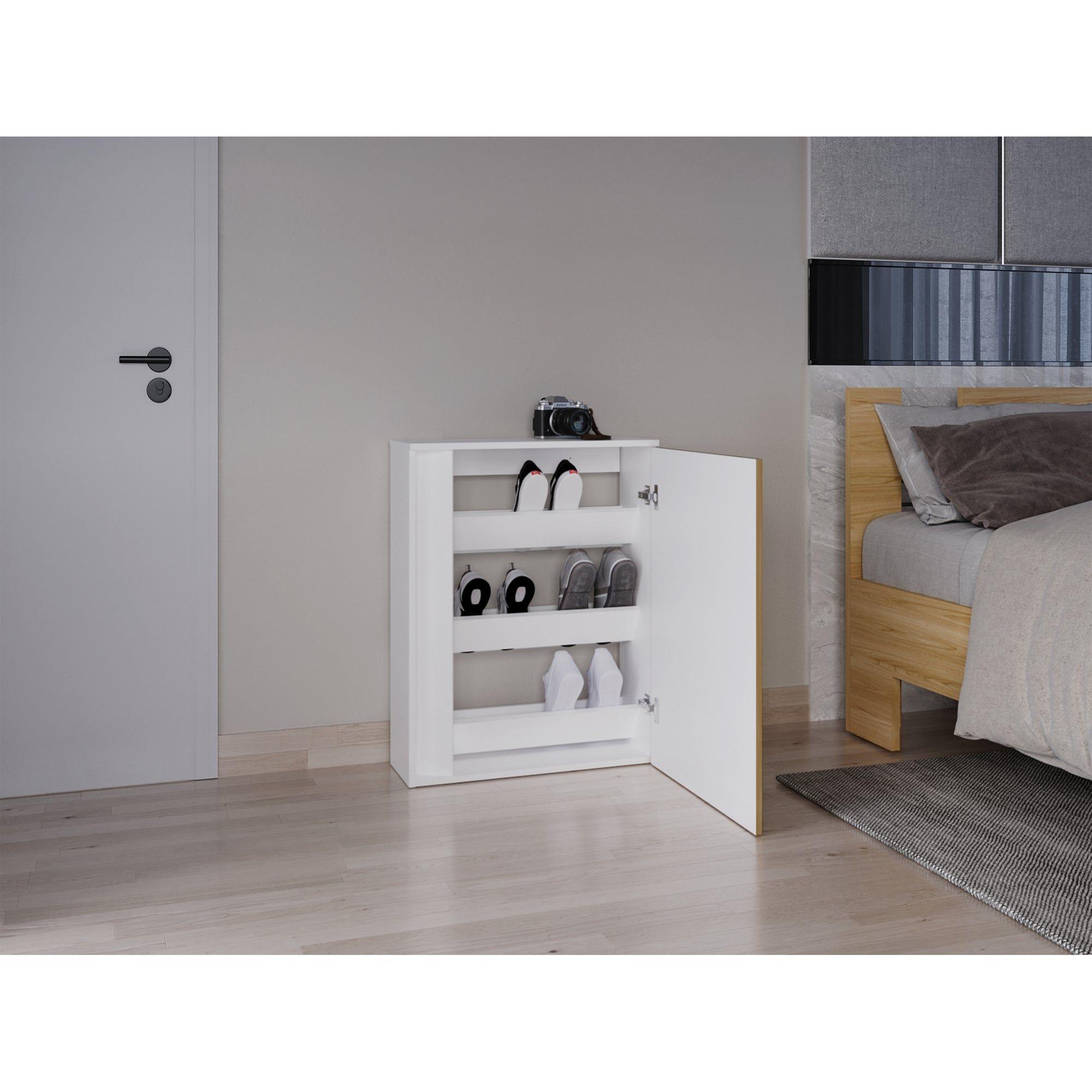 Mueble Zapatero Organizador 80,6X63,2X22,1 Cm Blanco Y Café Claro-8