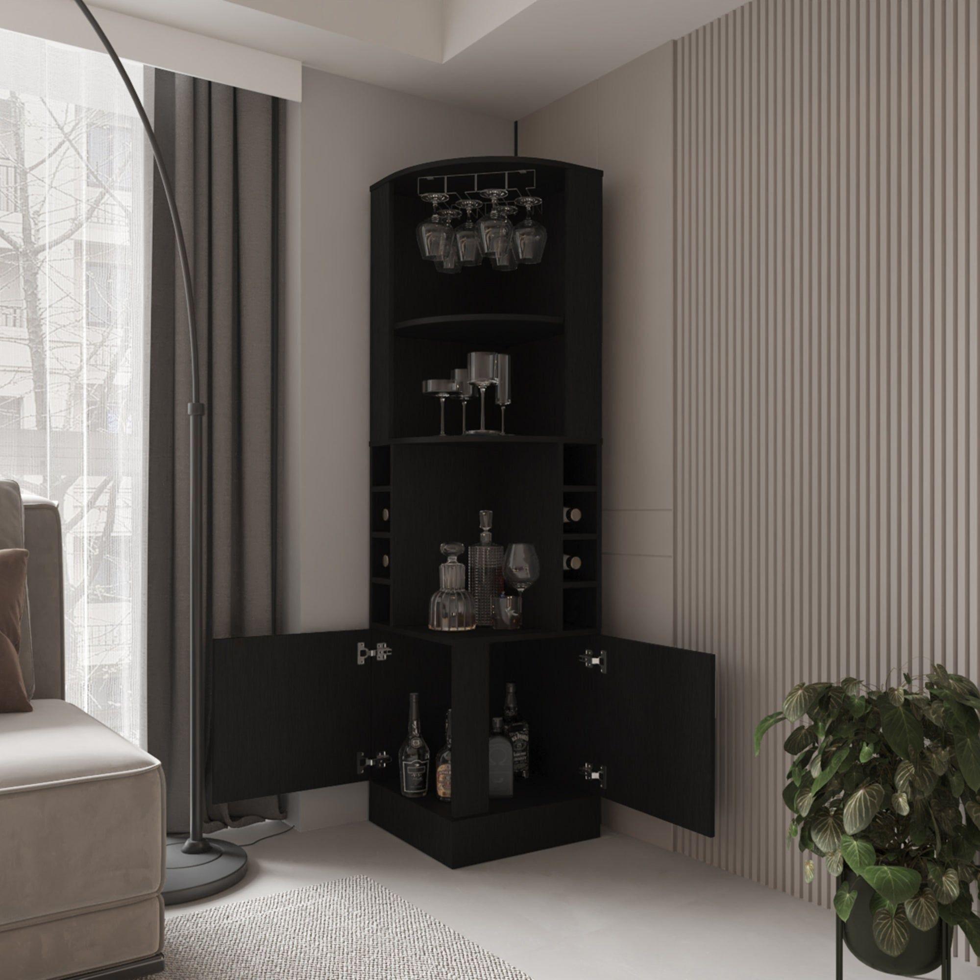 BAR ESQUINERO SOPORTE PARA COPAS FM-001N - NEGRO-5