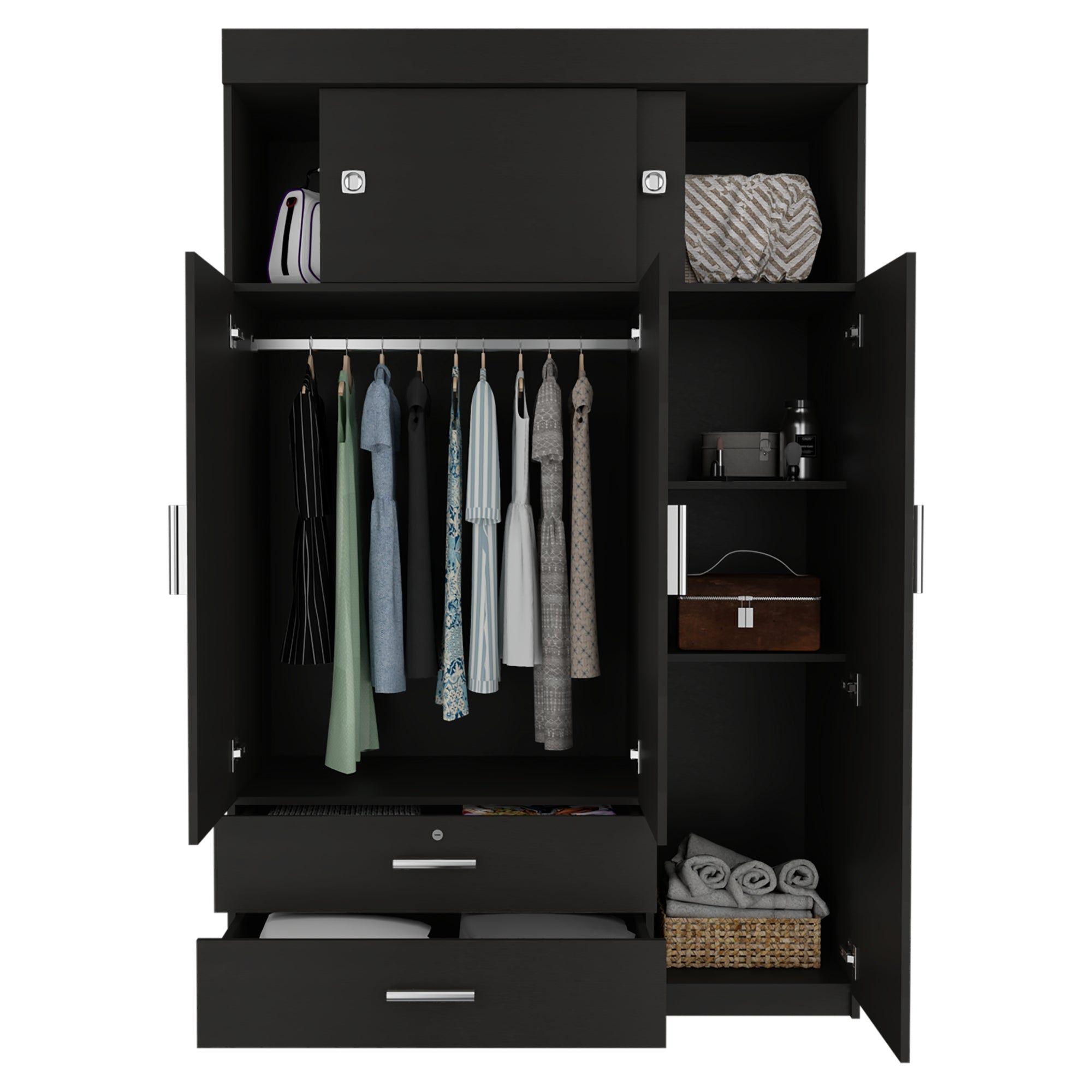 CLOSET 5 PUERTAS 2 CAJONES FM-003N - NEGRO-2