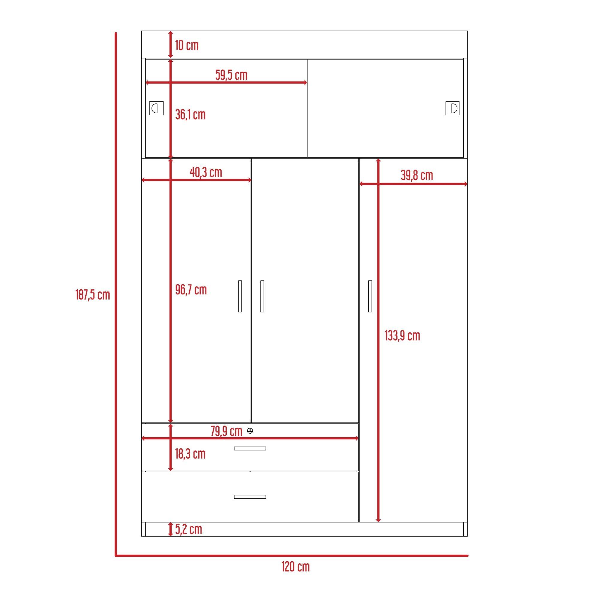CLOSET 5 PUERTAS 2 CAJONES FM-003N - NEGRO-7
