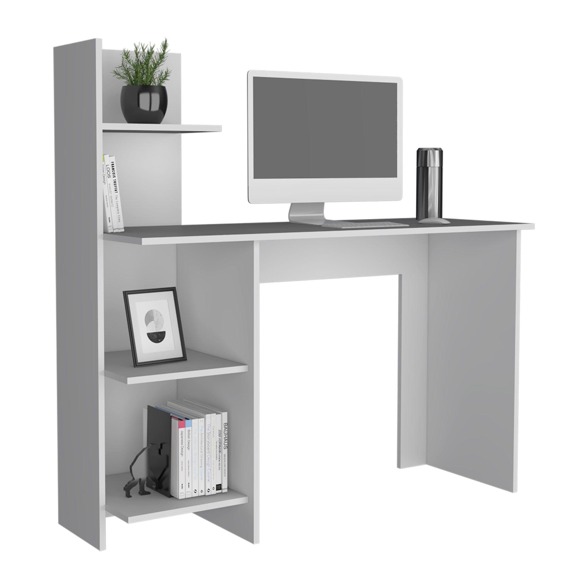 ESCRITORIO CON BIBLIOTECA 4 REPISAS FM-067B - BLANCO-2