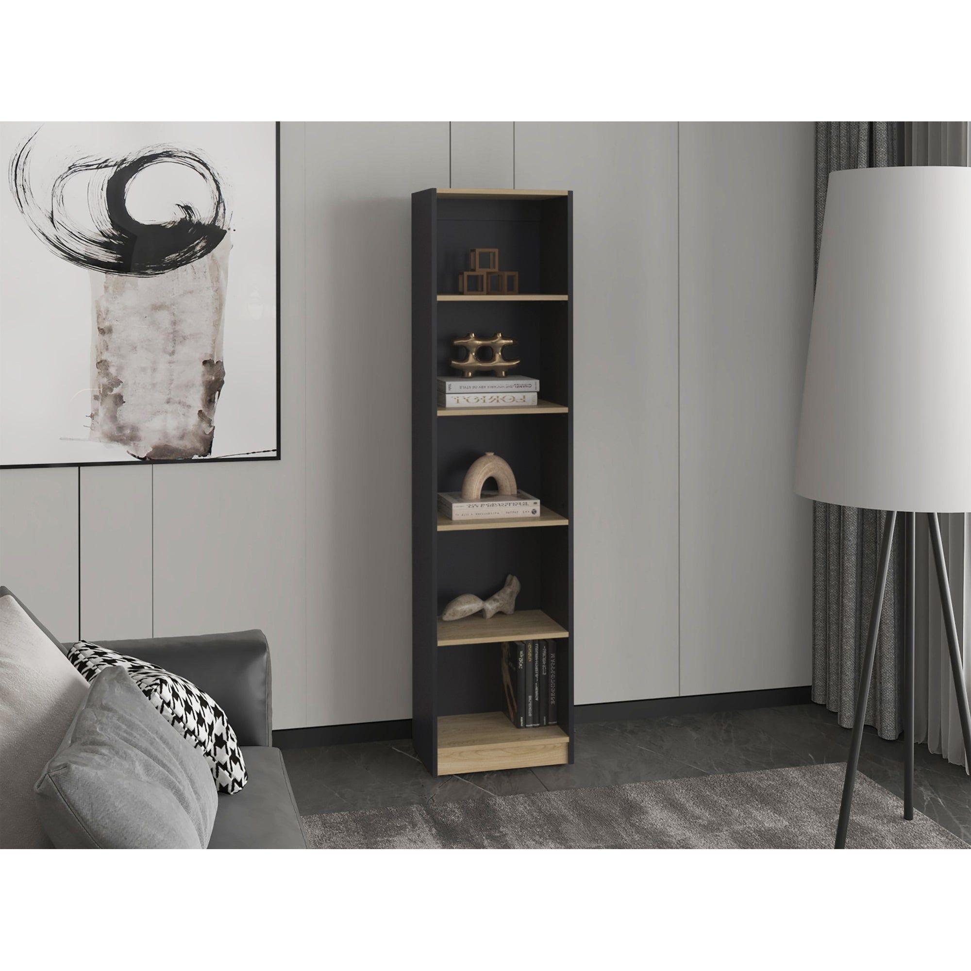 Estante Organizador 5 Niveles 180,6X45X29,9 Cm Negro Y Cafe Claro-5