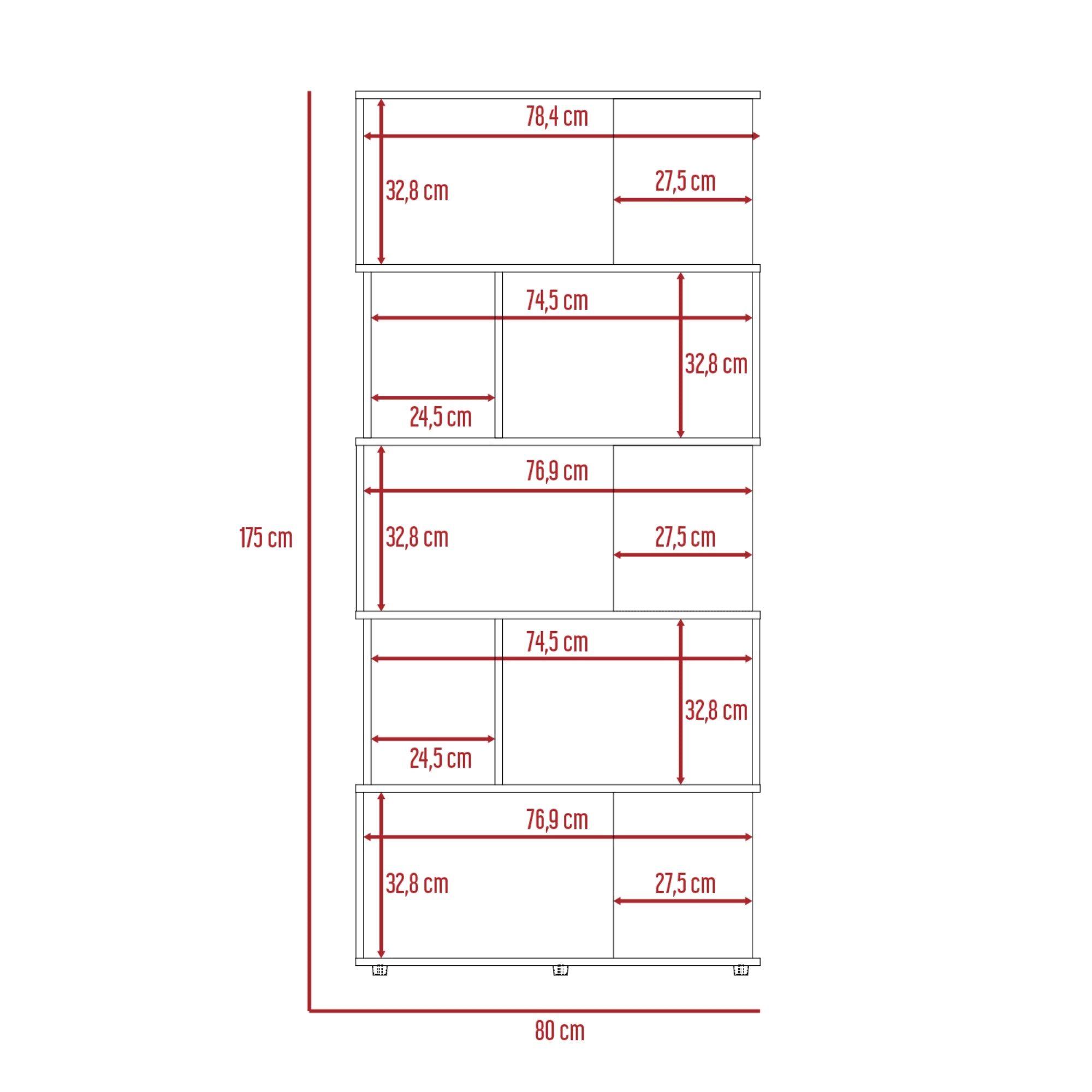 LIBRERO 5 NIVELES - FM-018C - CAFÉ CLARO-6