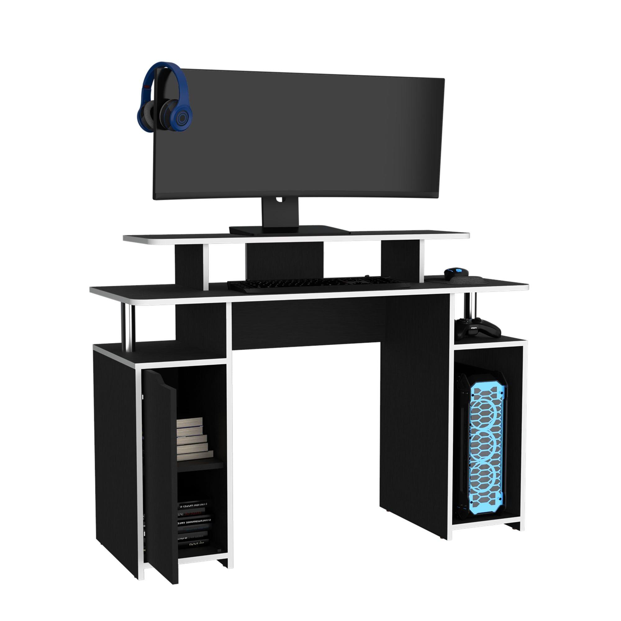 ESCRITORIO GAMER 1 PUERTA 88,5X120X45 CM FM-070N NEGRO Y BLANCO-3