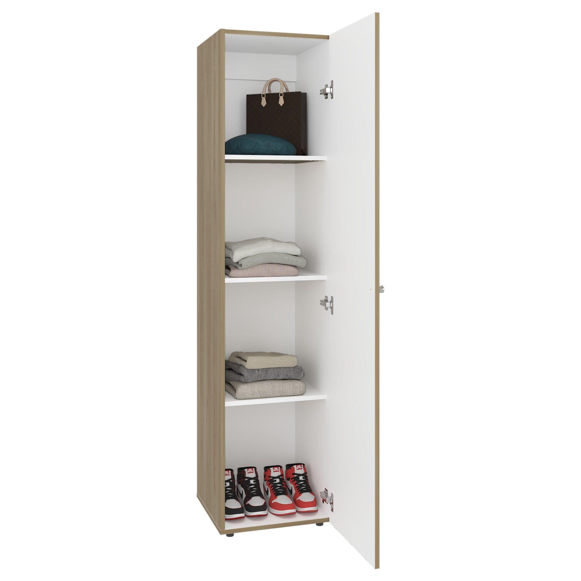Closet 1 Puerta Con Espejo 170X40X40,2 Cm Cafe Y Blanco-0
