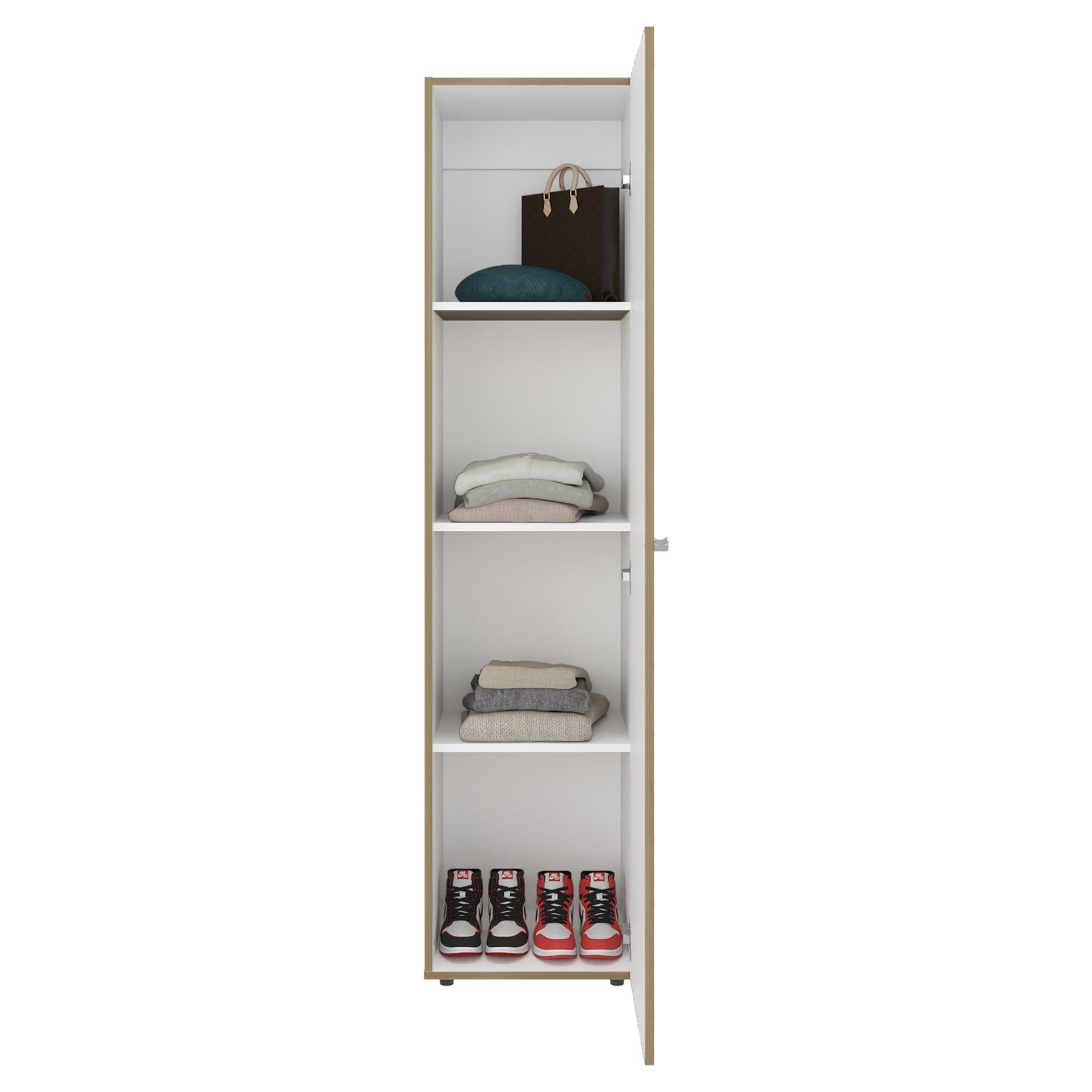 Closet 1 Puerta Con Espejo 170X40X40,2 Cm Cafe Y Blanco-1