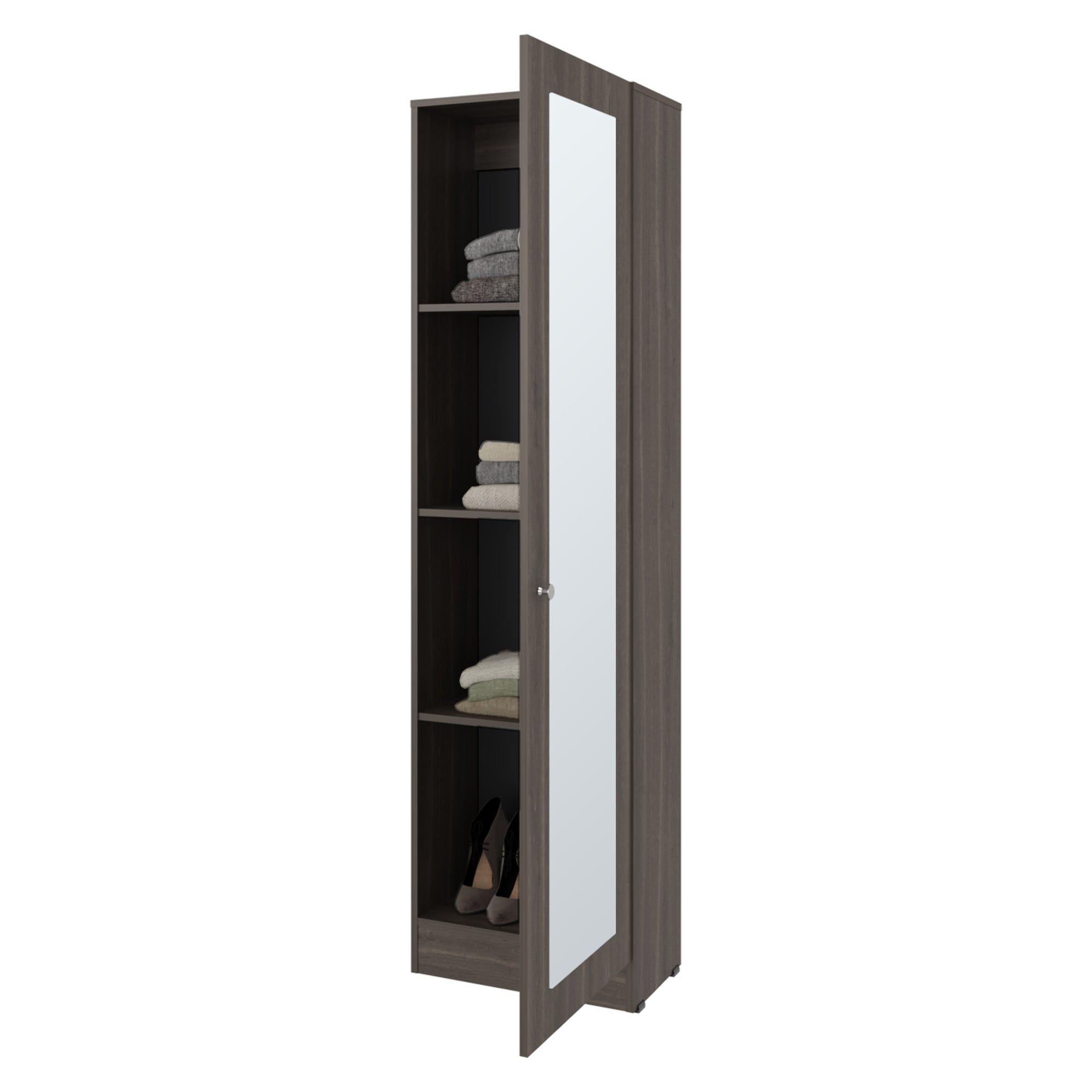 Closet 1 Puerta Con Espejo 180,1x49,1x30,2 Cm Café Oscuro-2