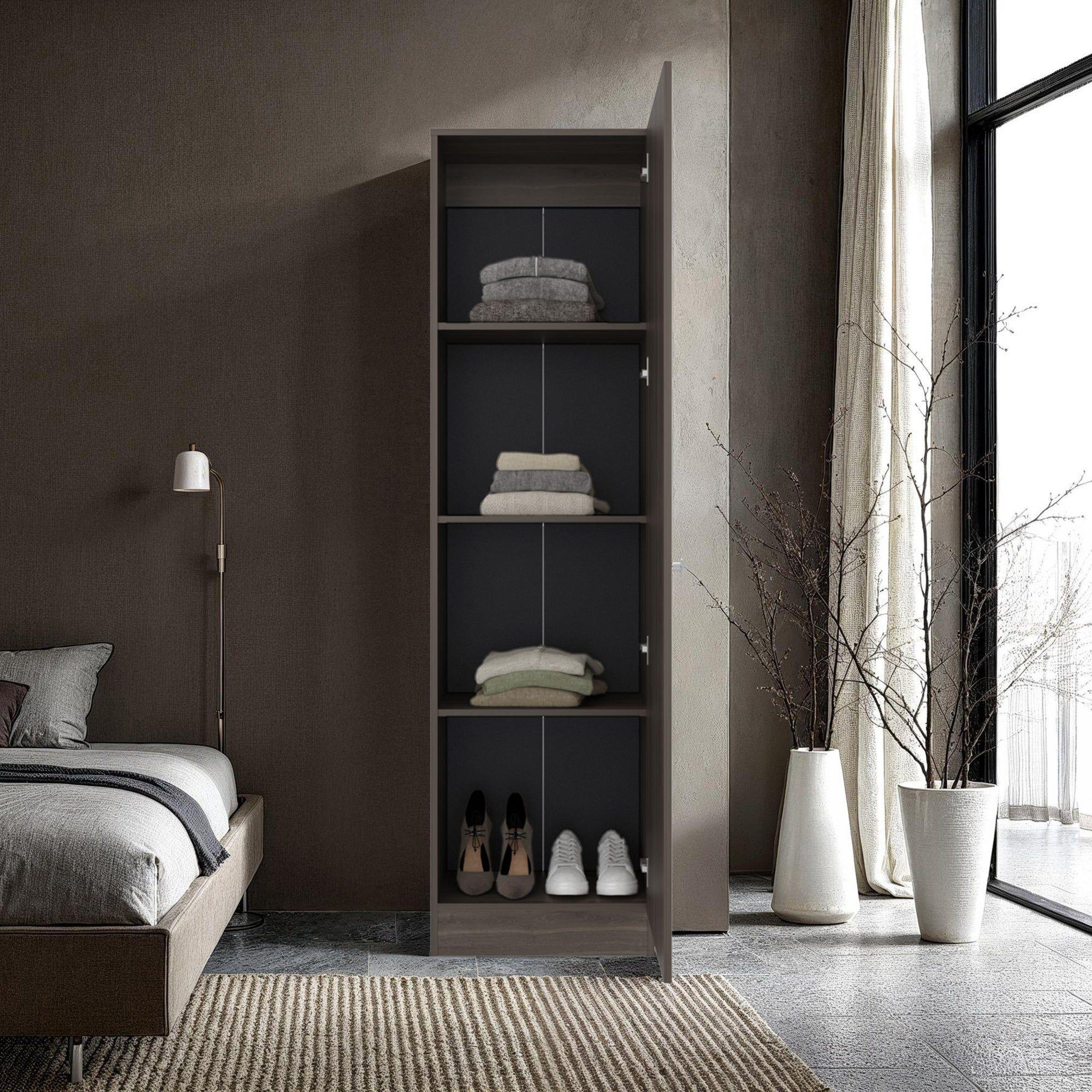 Closet 1 Puerta Con Espejo 180,1x49,1x30,2 Cm Café Oscuro-5
