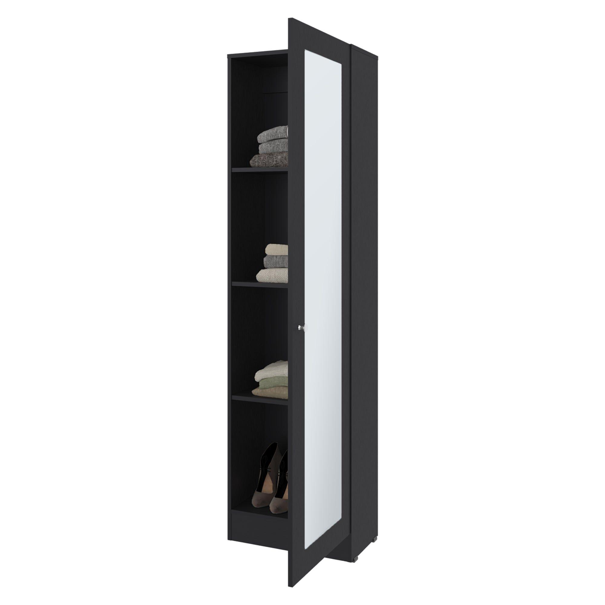 Closet 1 Puerta Con Espejo 180,1x49,1x30,2 Cm Negro-2