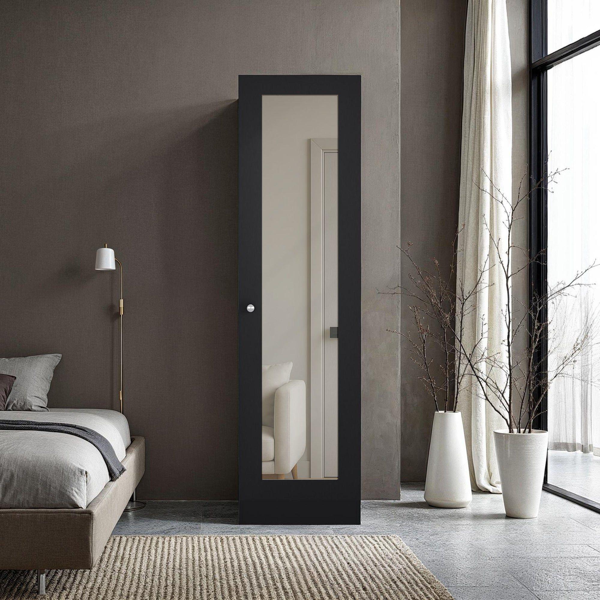 Closet 1 Puerta Con Espejo 180,1x49,1x30,2 Cm Negro-4