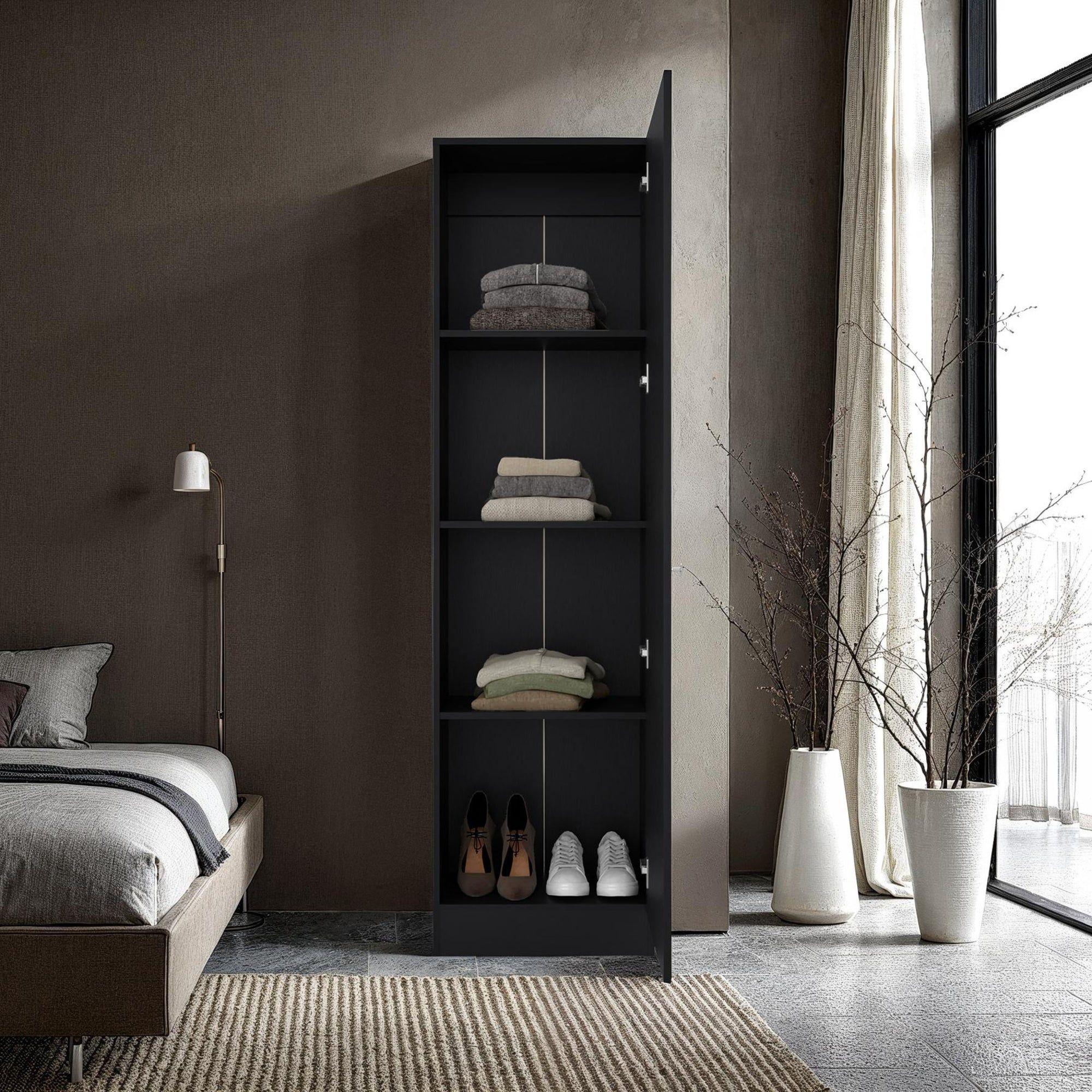 Closet 1 Puerta Con Espejo 180,1x49,1x30,2 Cm Negro-5