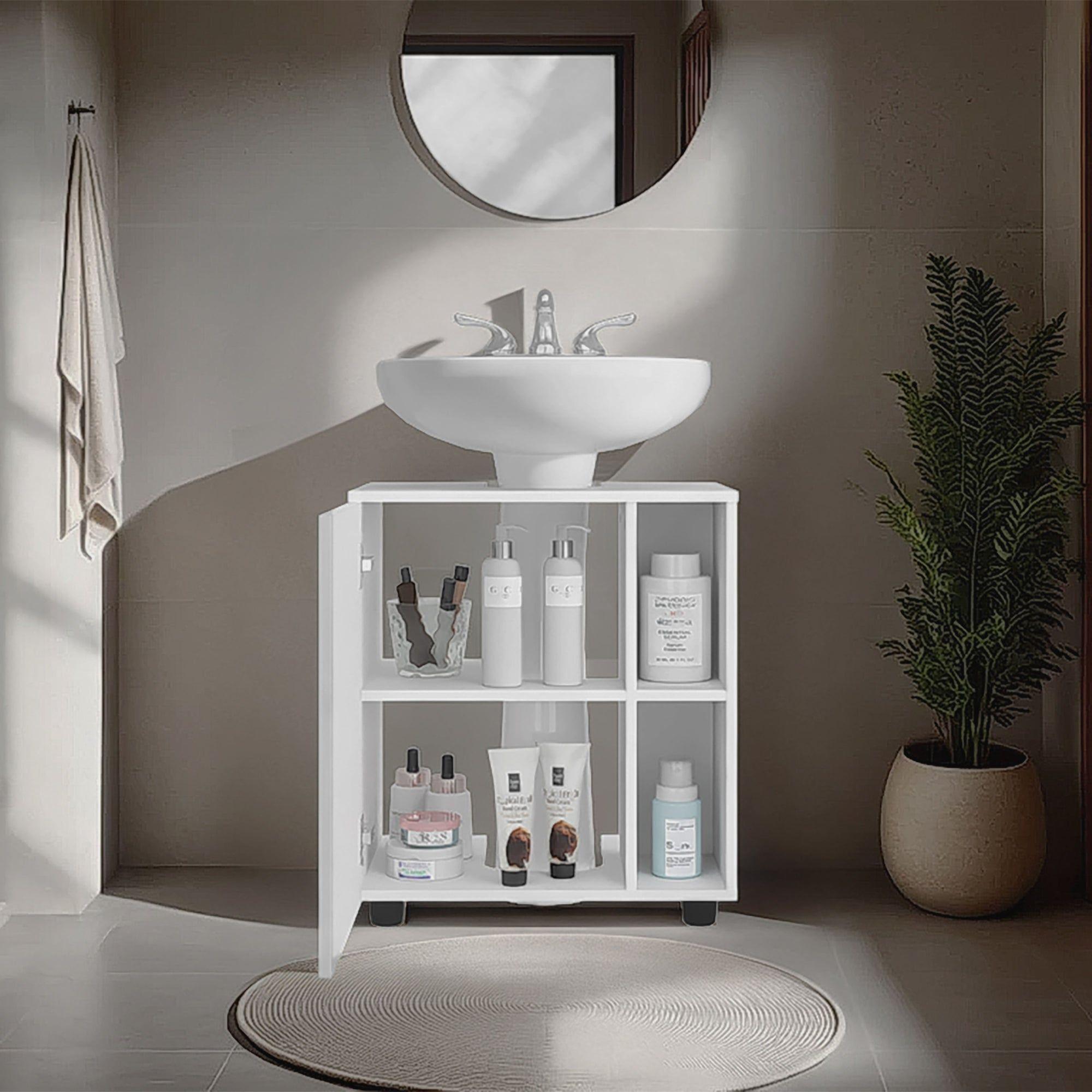 Mueble Para Lavamanos 1 Puerta 4 Espacios Blanco-4