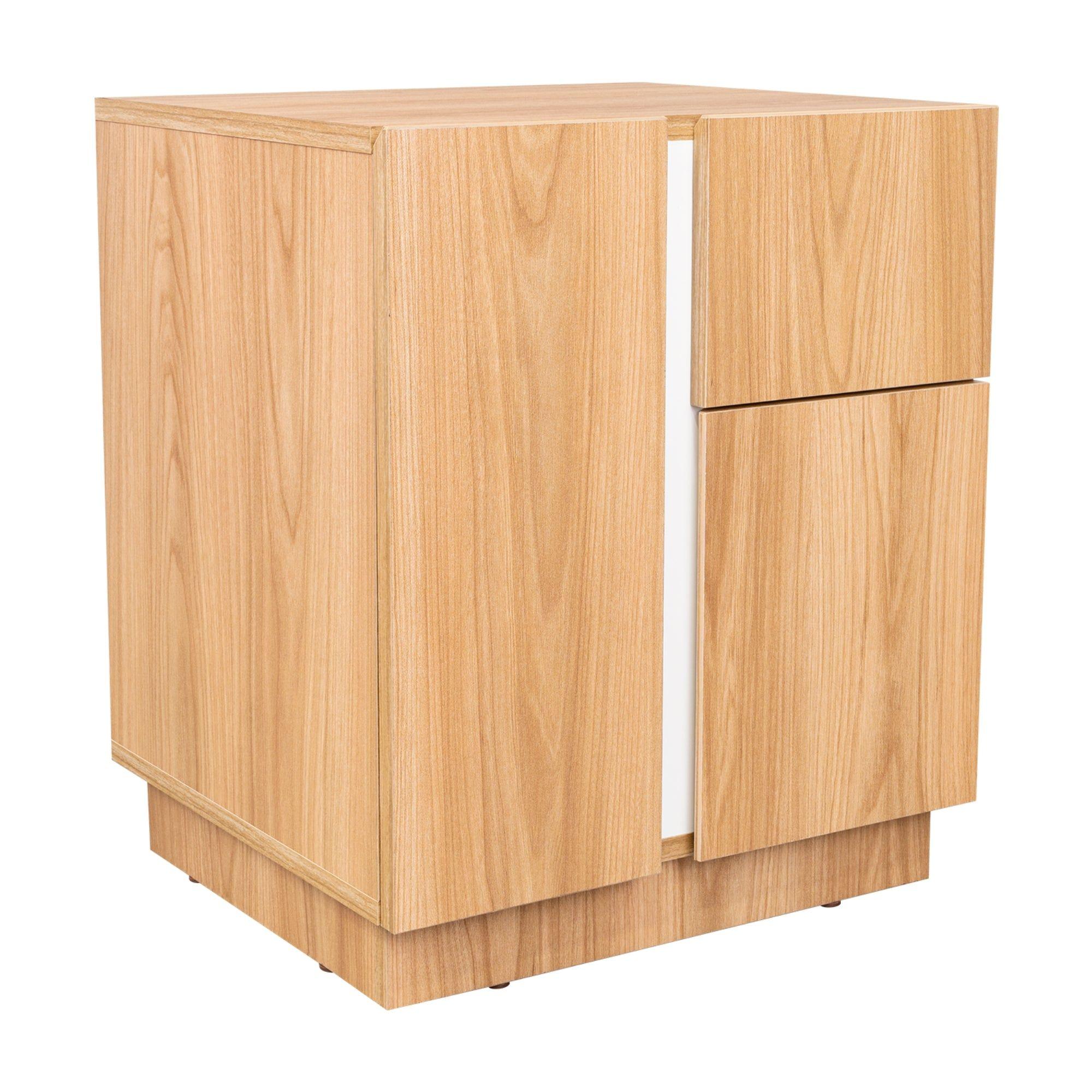 Velador 2 Puertas 1 Cajon 52 X 45 X 40 Cm Café Claro Y Blanco-2
