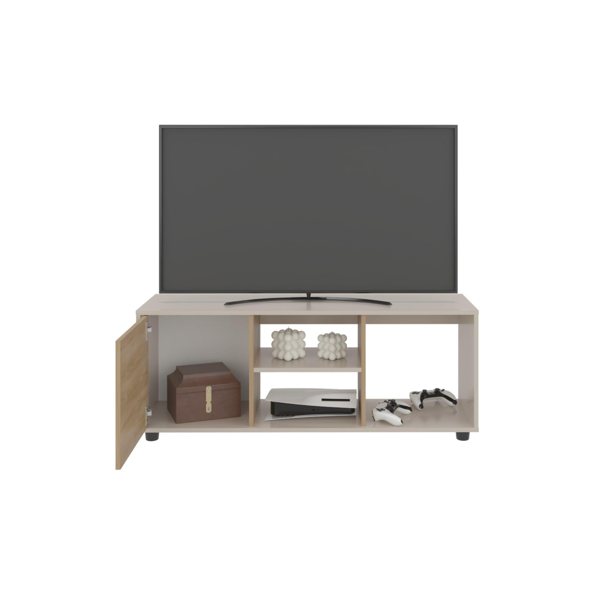 Rack Tv 50" 120,3X34,9X46,7 Beige Y Café Claro-2