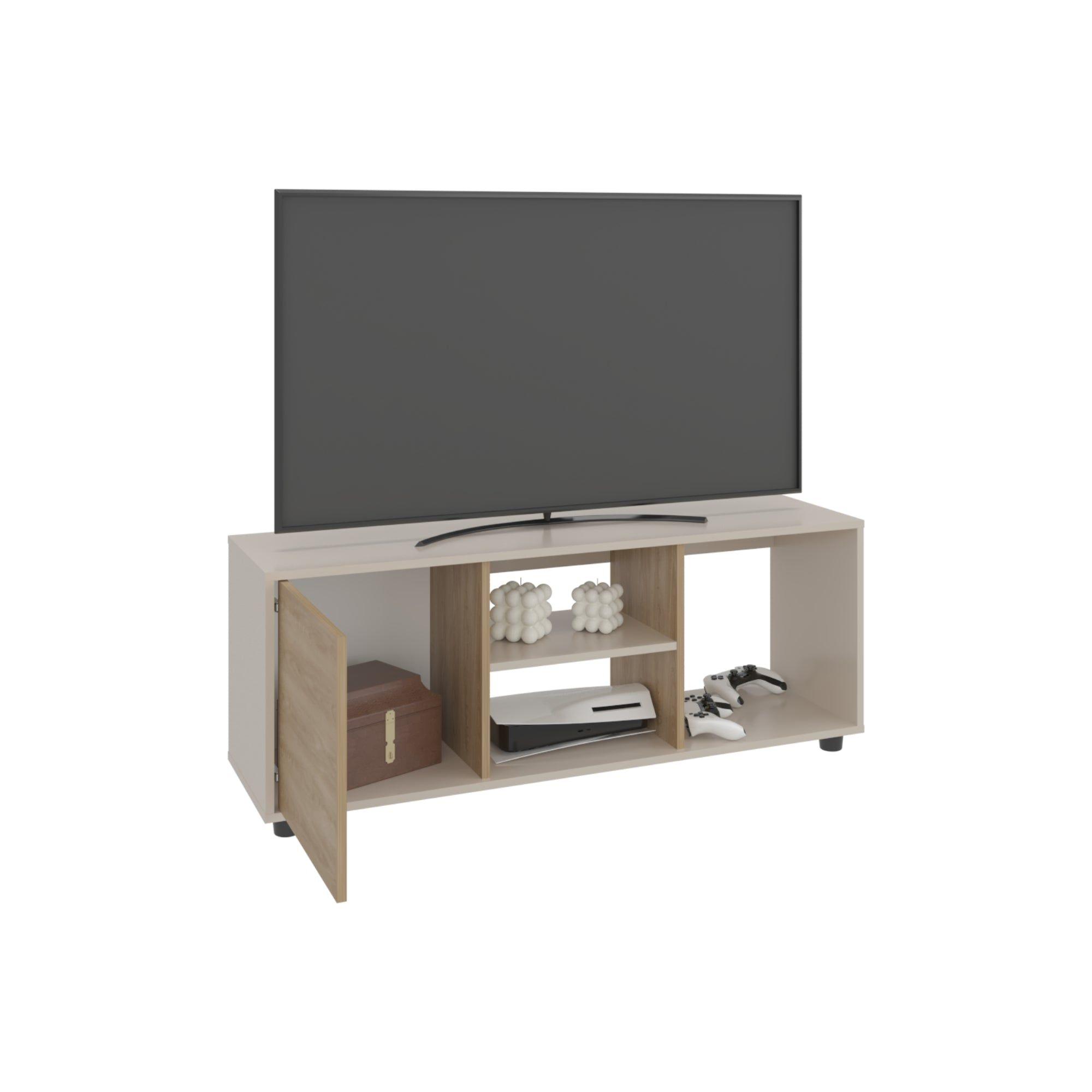 Rack Tv 50" 120,3X34,9X46,7 Beige Y Café Claro-3