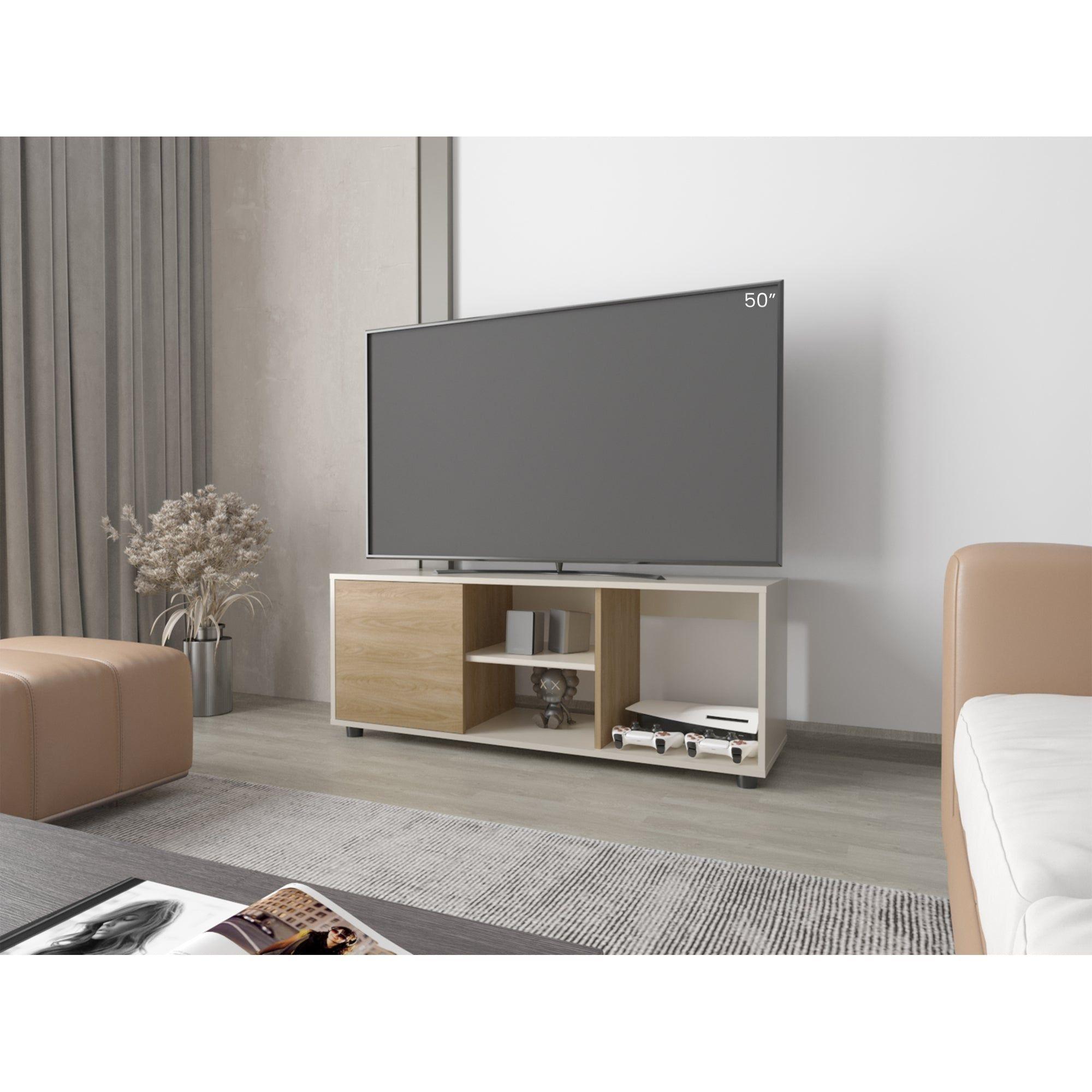Rack Tv 50" 120,3X34,9X46,7 Beige Y Café Claro-4