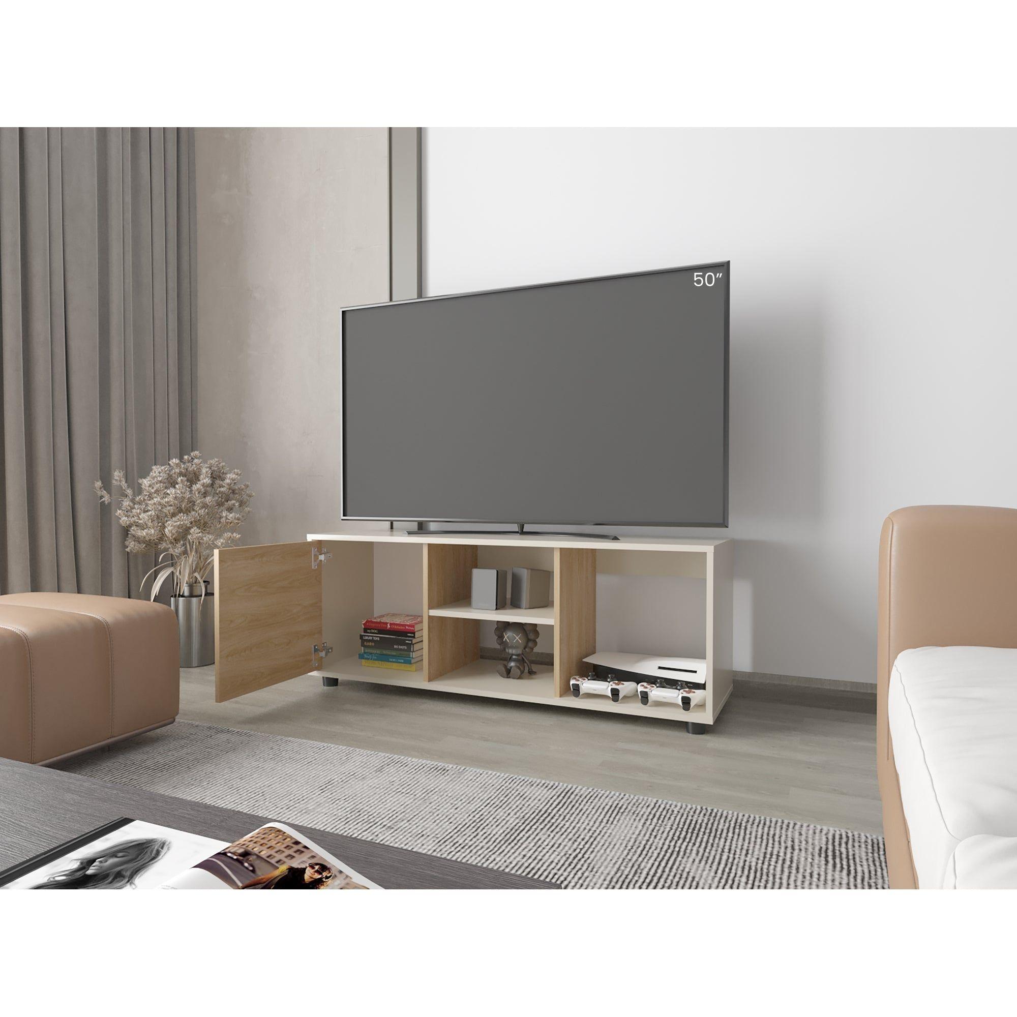 Rack Tv 50" 120,3X34,9X46,7 Beige Y Café Claro-5