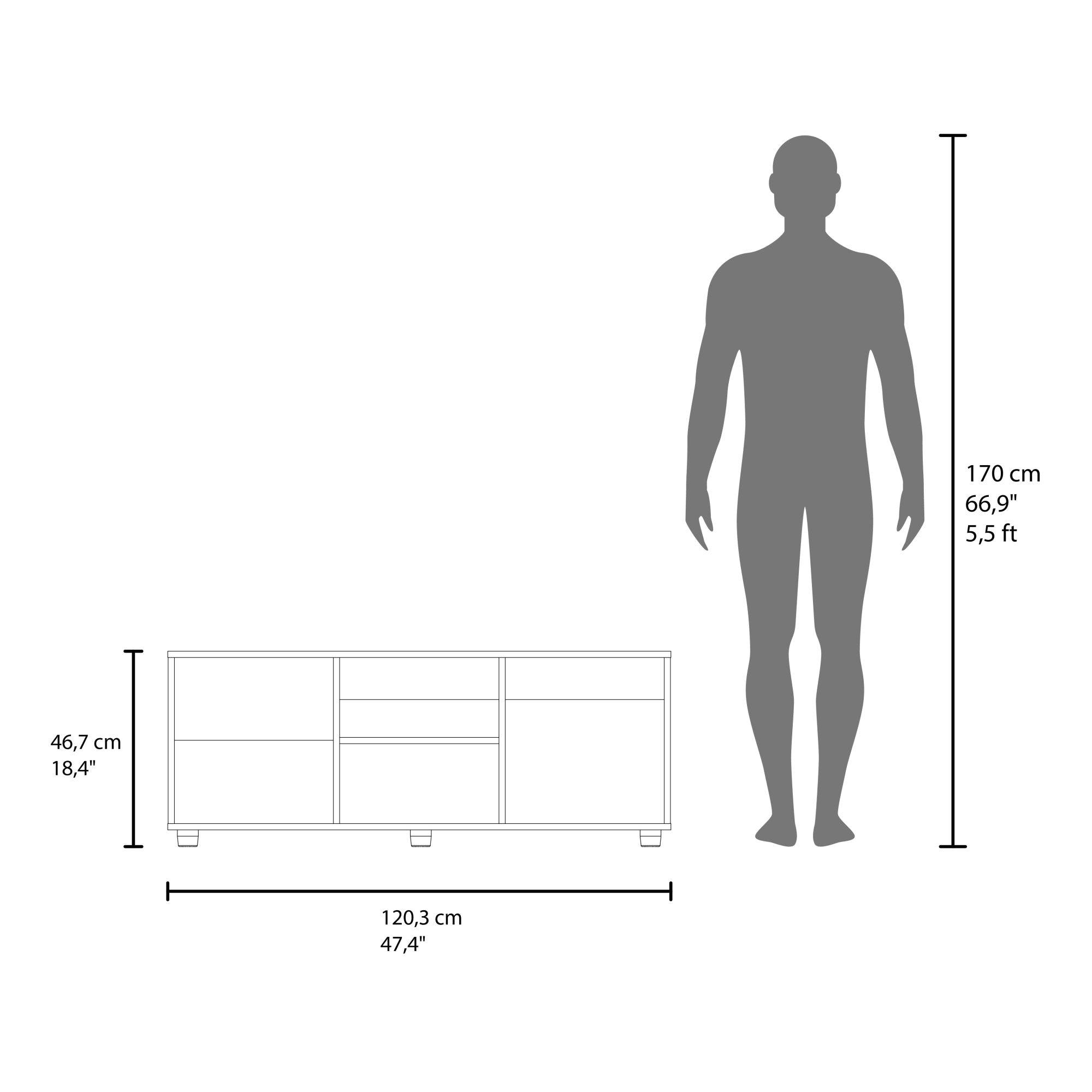 Rack Tv 50" 120,3X34,9X46,7 Beige Y Café Claro-7