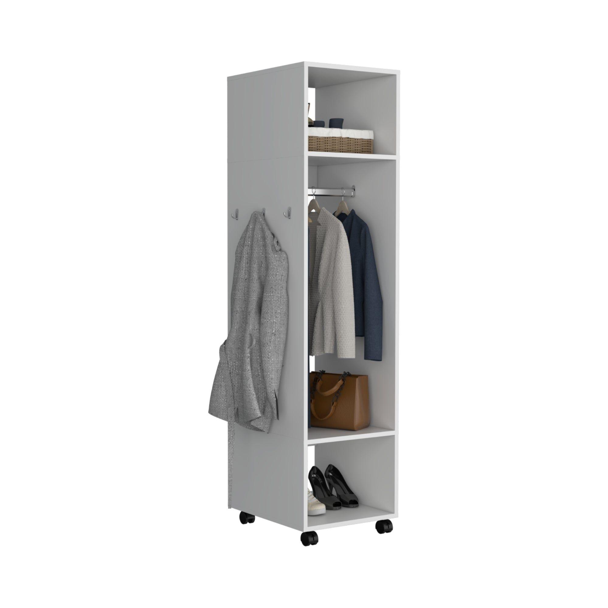 CLOSET CON ESPEJO Y 4 RUEDAS FM-025B - BLANCO-3