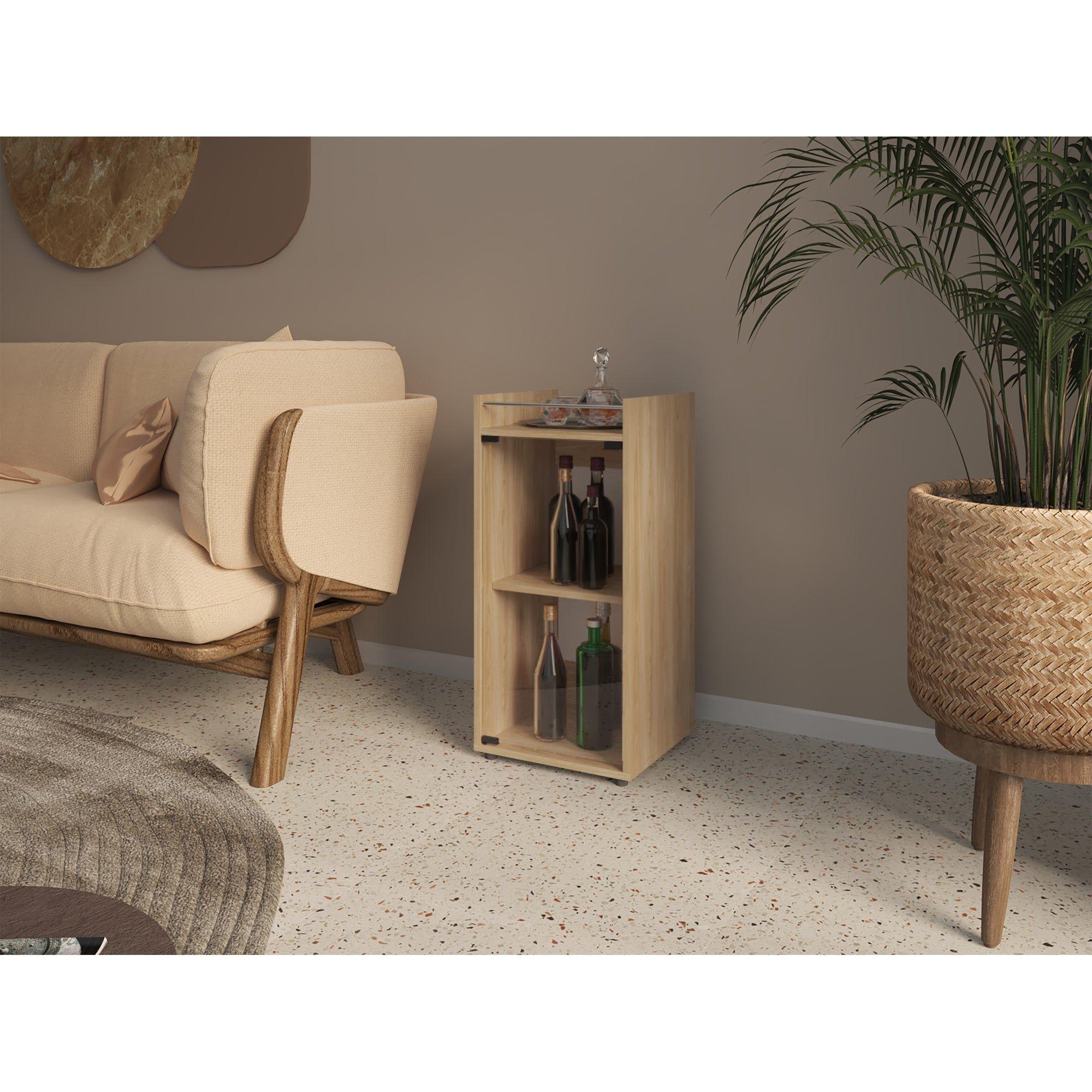 Bar Bajo 1 Puerta Cierre Iman 81,3X38,1X37,6 Cm Café Claro-4