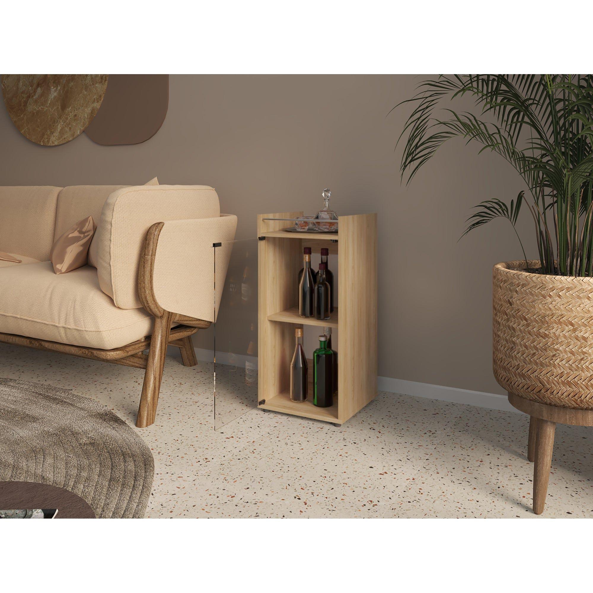 Bar Bajo 1 Puerta Cierre Iman 81,3X38,1X37,6 Cm Café Claro-5