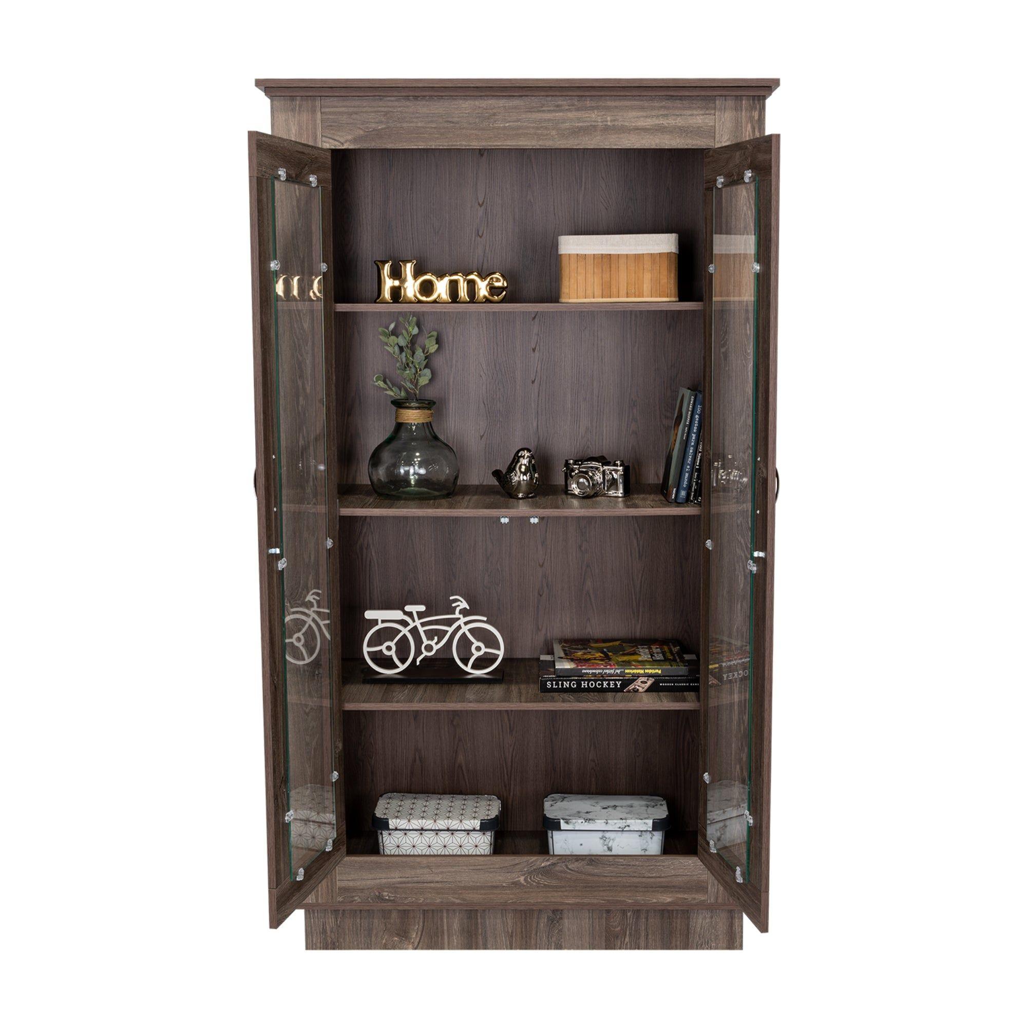 Viitriina 2 Puertas 3 Estantes Fm-005C Café Oscuro-2