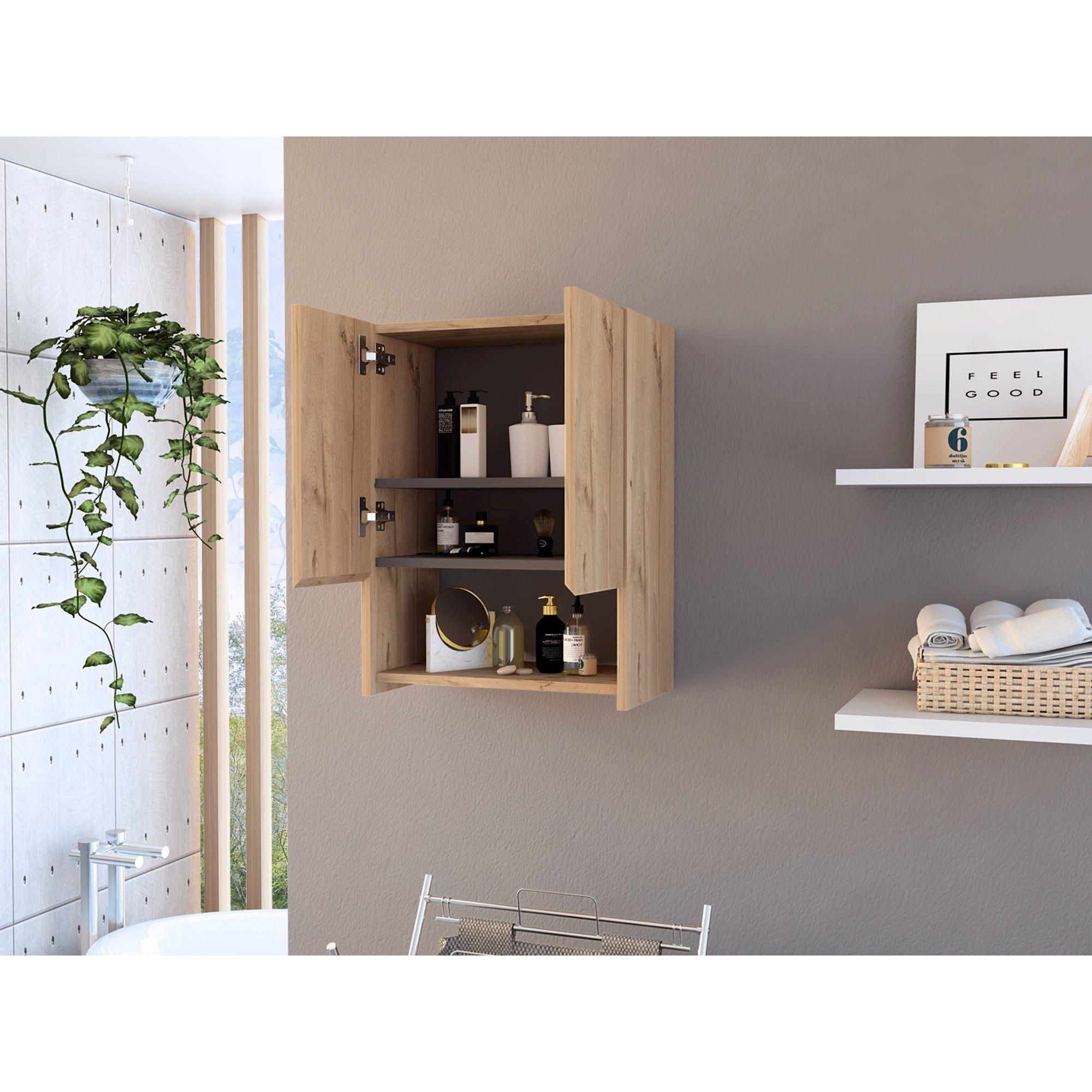 Botiquin 2 Puertas 60X45X25 Cm Café Claro Y Gris-9