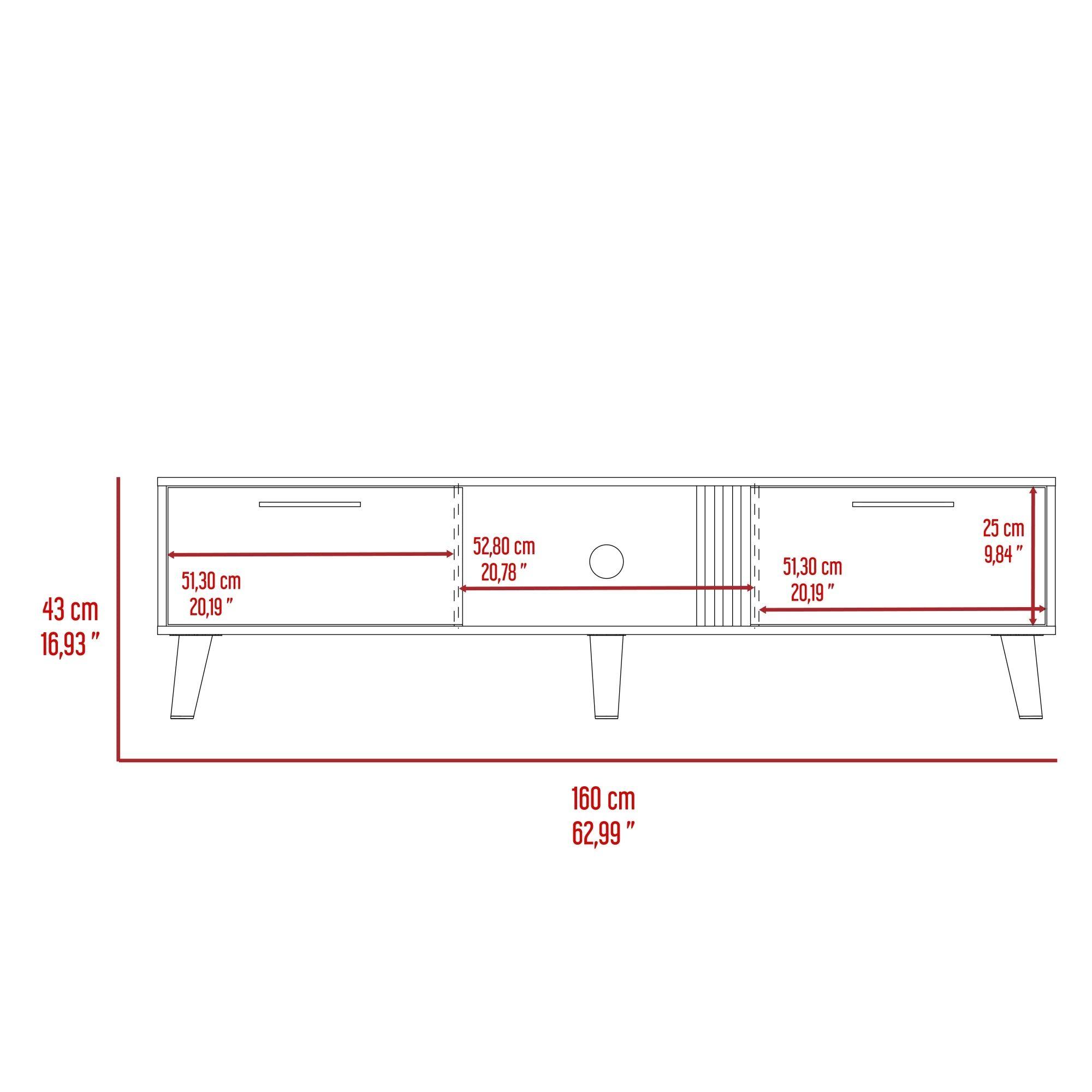 Rack Tv 65" 2 Puertas 160X43X35 Cm Cafe Claro Y Beige-5