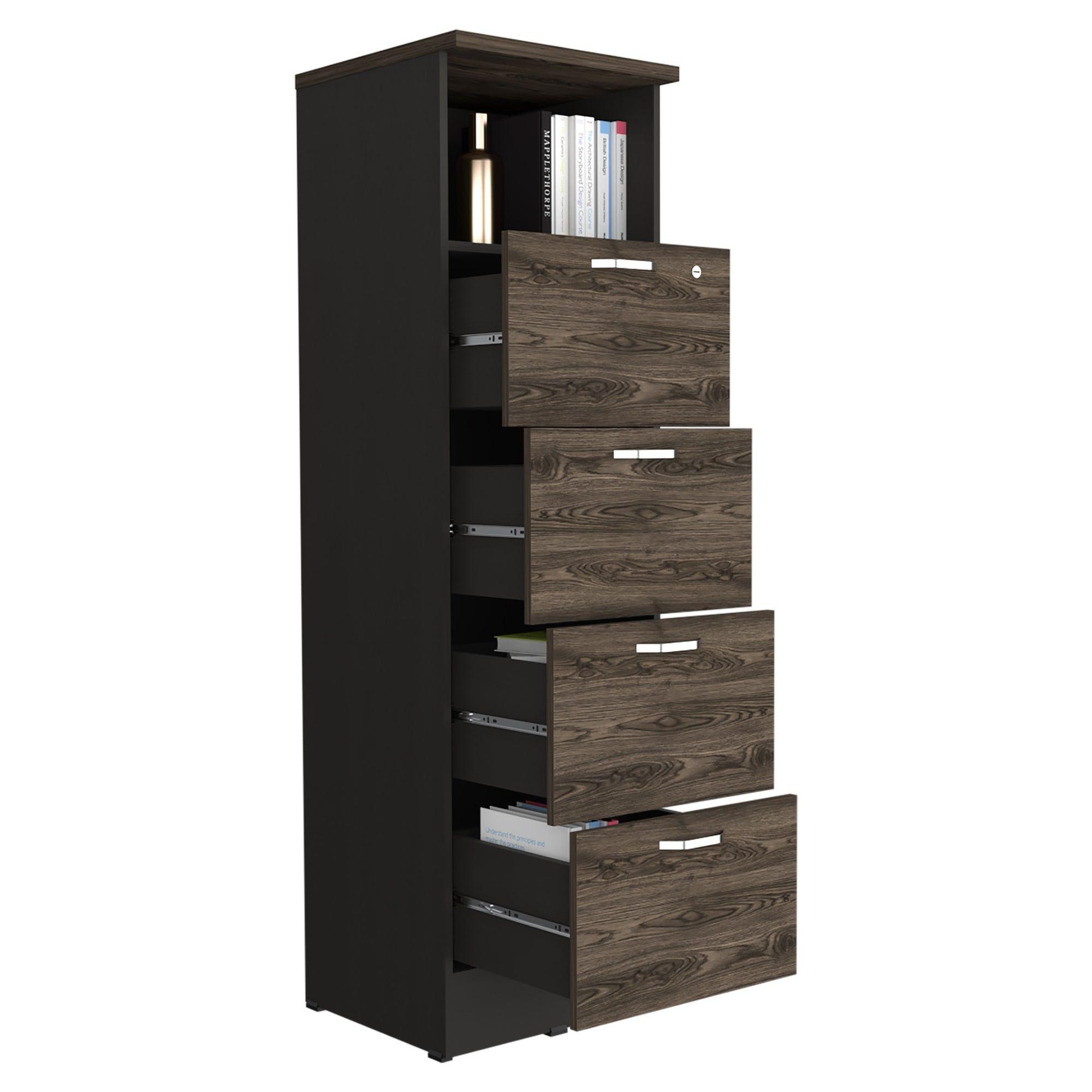 CAJONERA 161,6X47,5X45 CM FM-004N NEGRO Y CAFÉ OSCURO-3