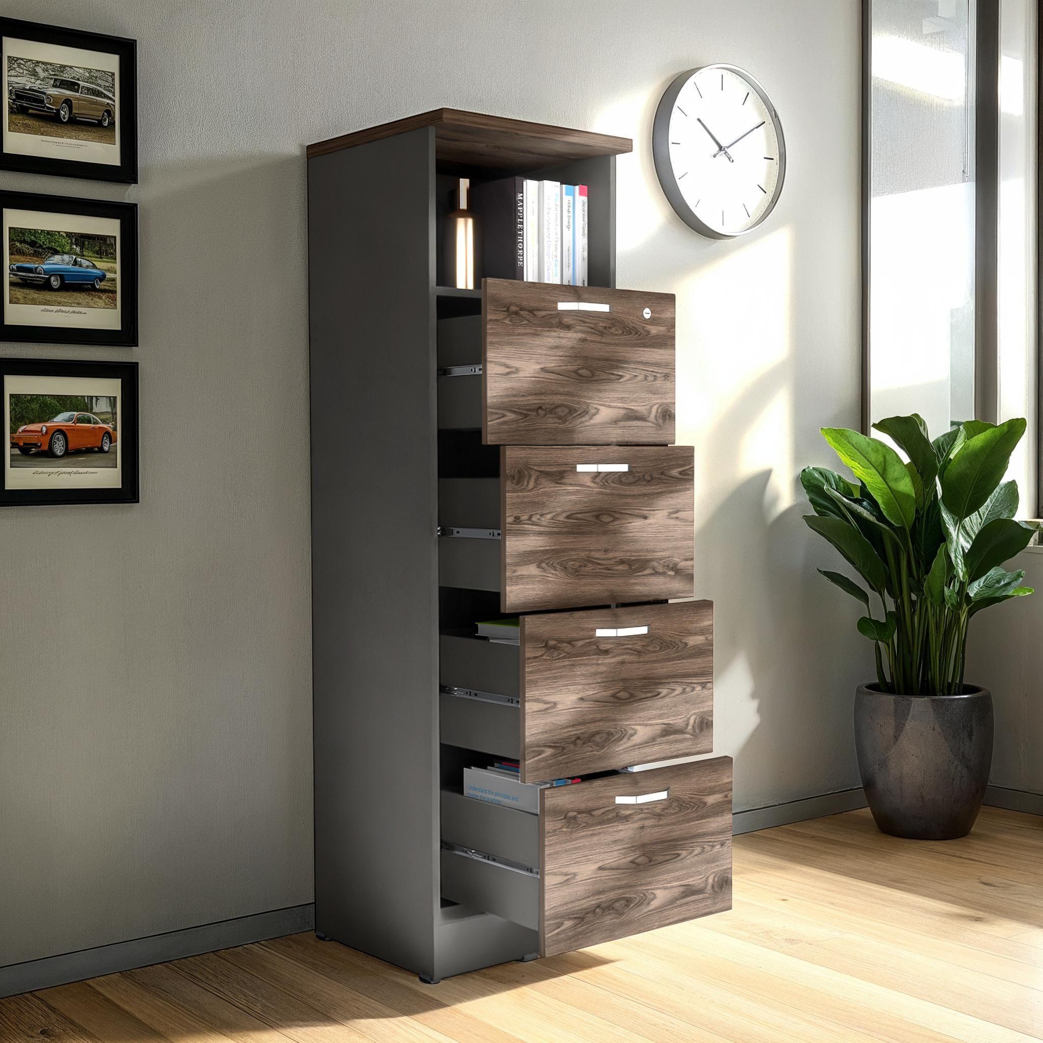 CAJONERA 161,6X47,5X45 CM FM-004N NEGRO Y CAFÉ OSCURO-4