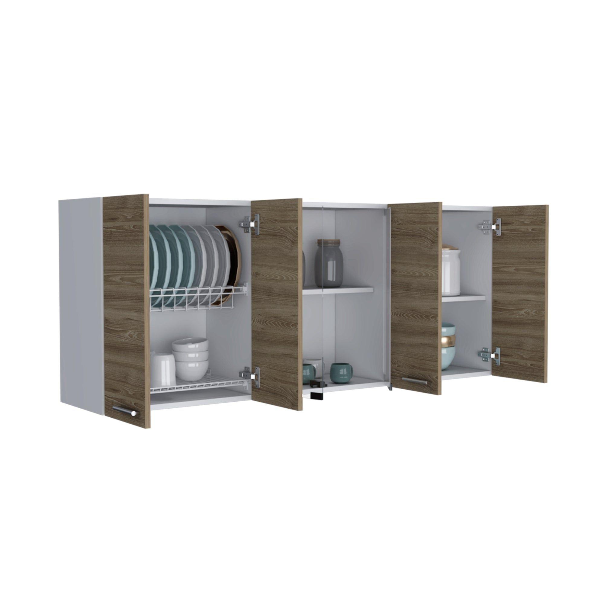 Mueble Superior De Cocina 6 Puertas 150X60X31,5 Cm Café Y Blanco-2
