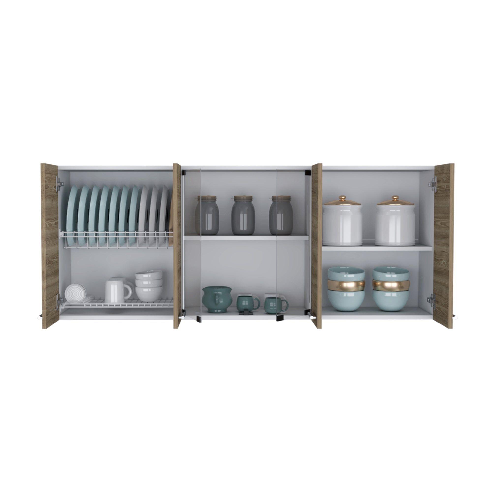 Mueble Superior De Cocina 6 Puertas 150X60X31,5 Cm Café Y Blanco-3