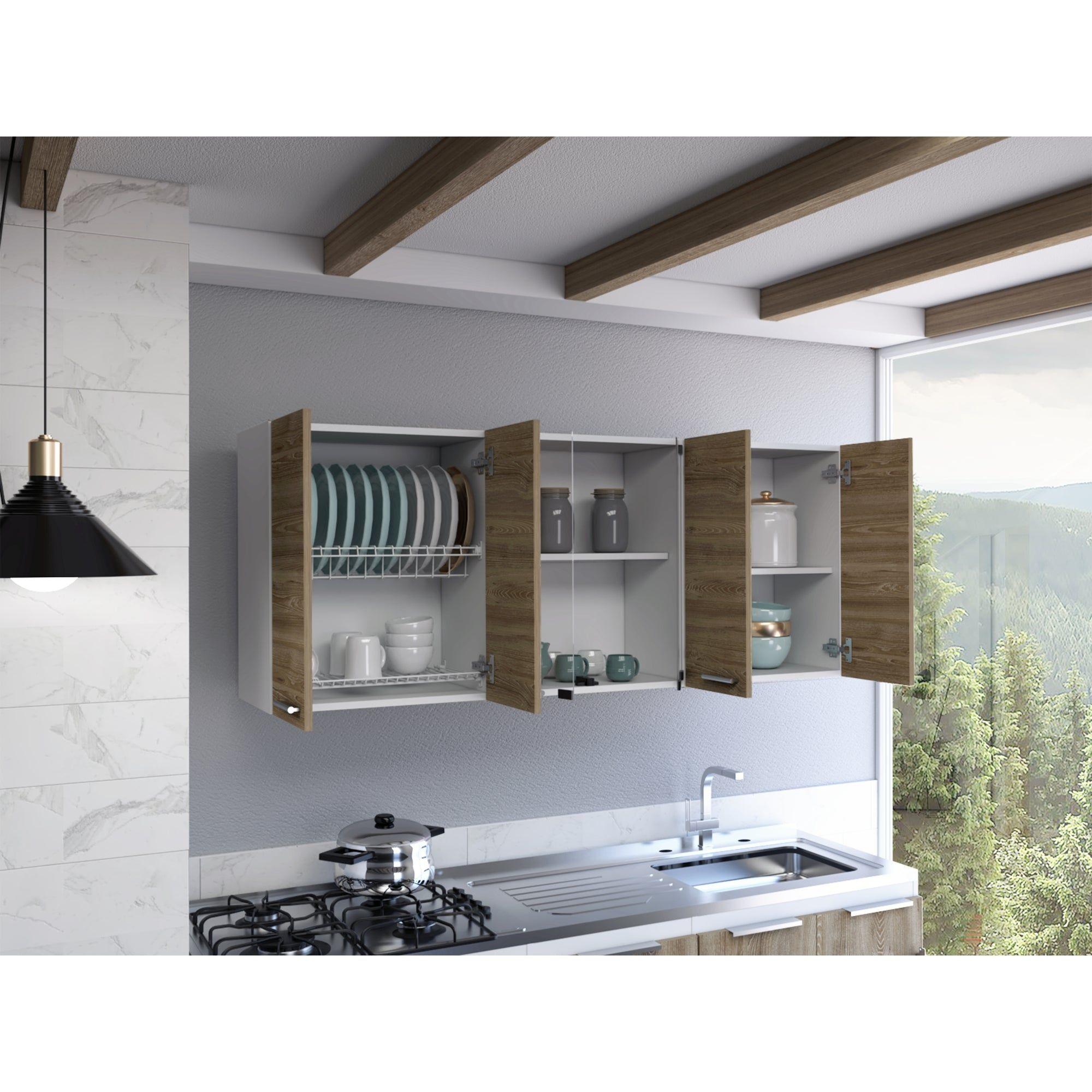 Mueble Superior De Cocina 6 Puertas 150X60X31,5 Cm Café Y Blanco-5