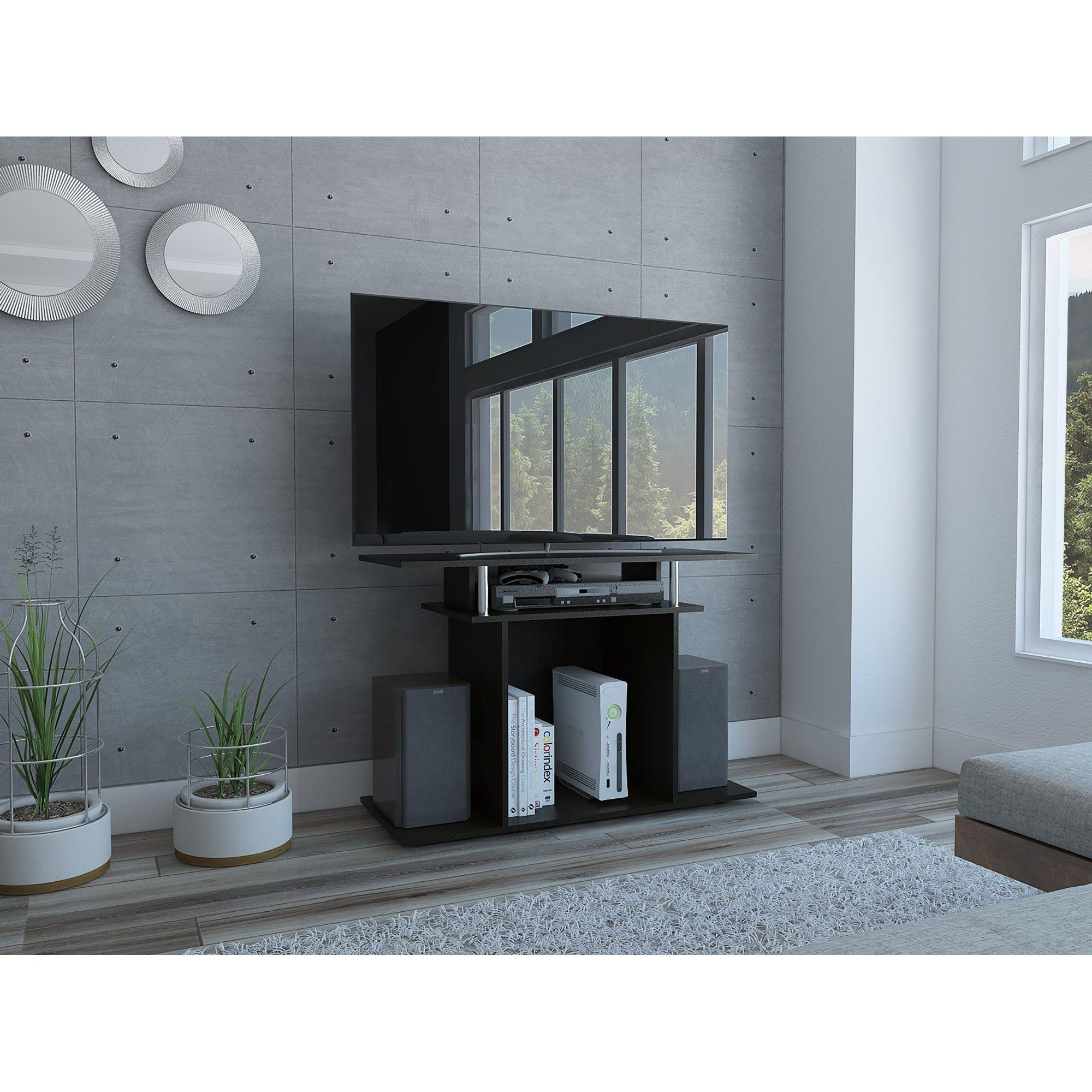 RACK TV 40" CON VARIAS REPISAS FM-028W - NEGRO-4
