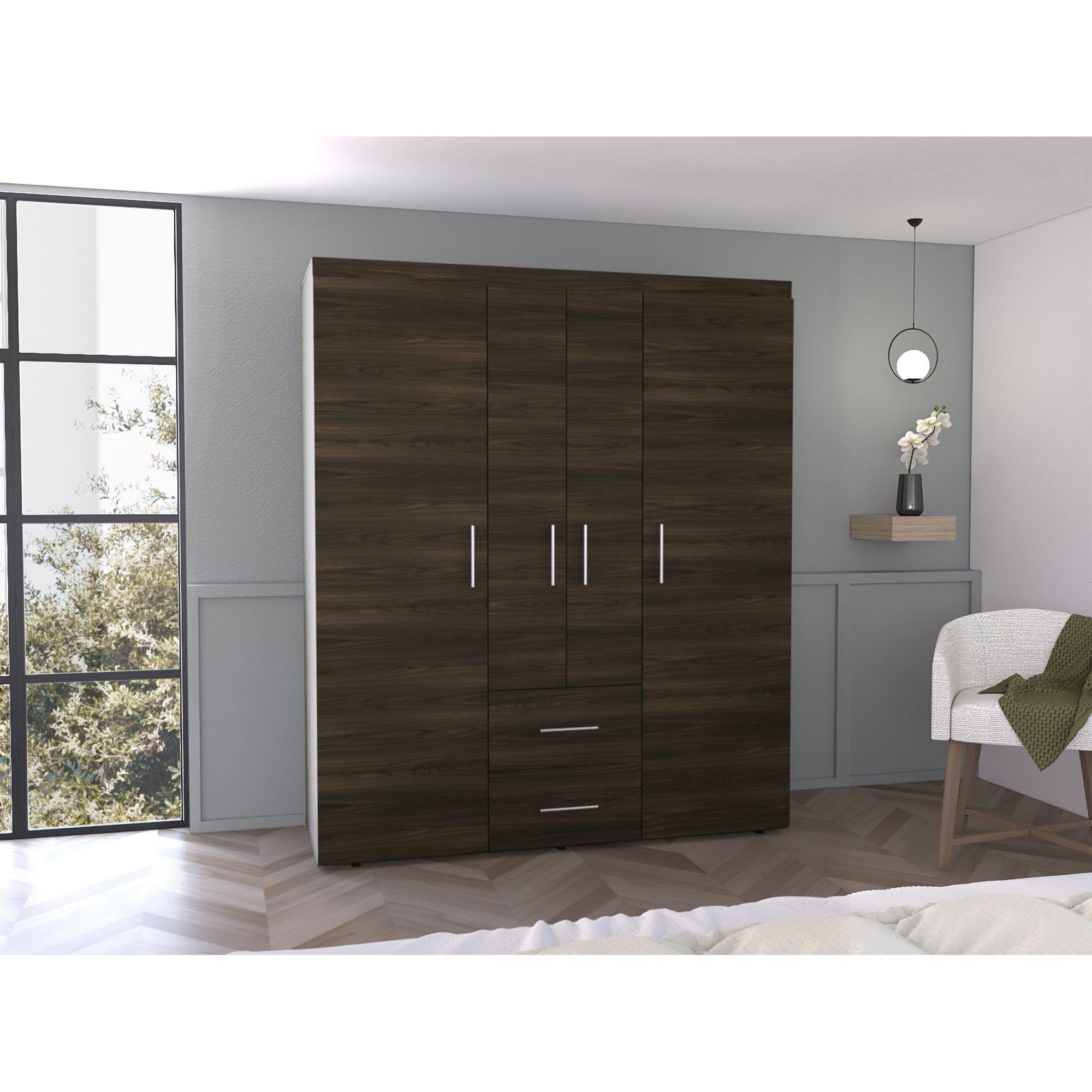 CLOSET 4 PUERTAS 2 CAJONES FM-020O - CAFÉ OSCURO-4