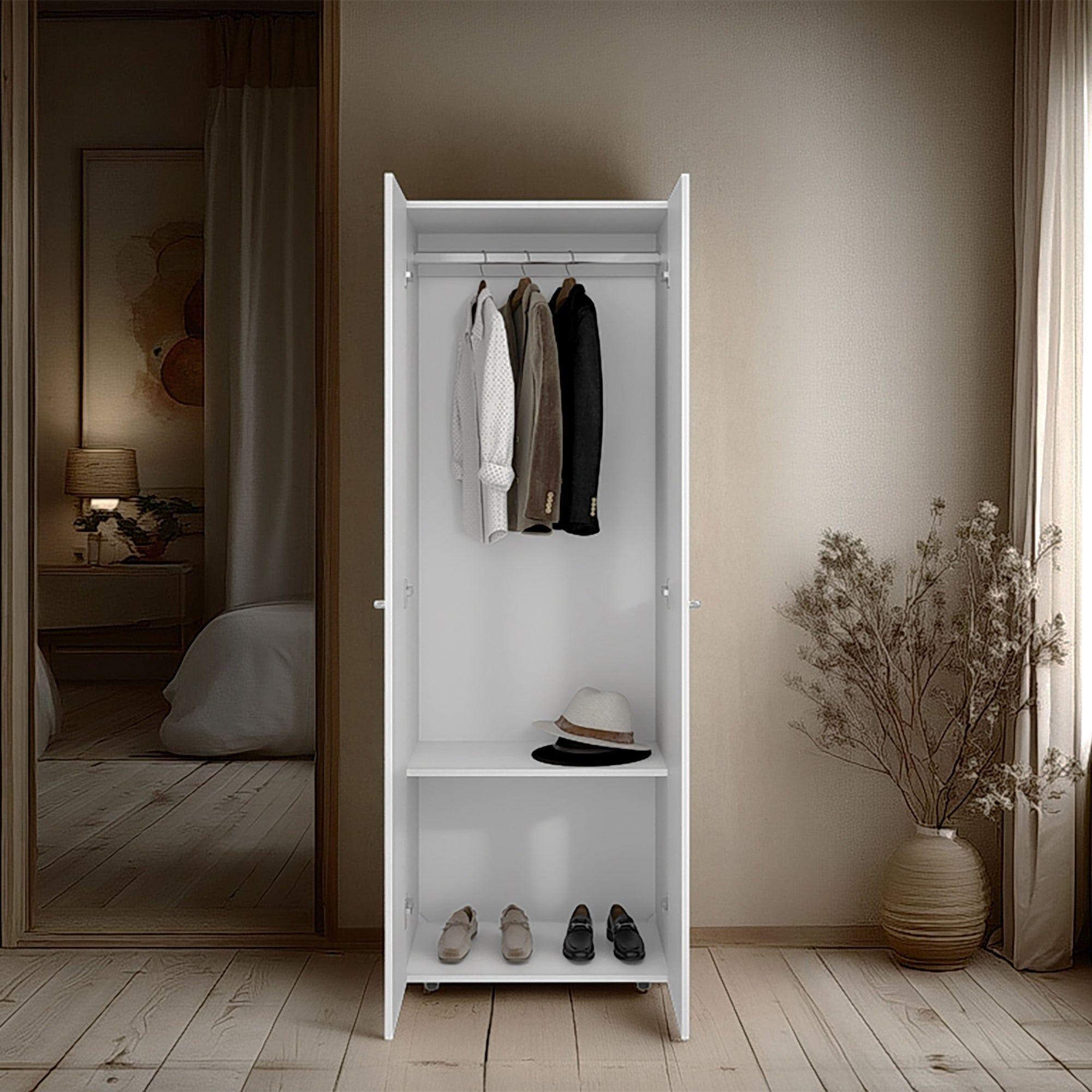 Closet 1 Colgador 2 Puertas 170X60X40,2 Cm Blanco-5