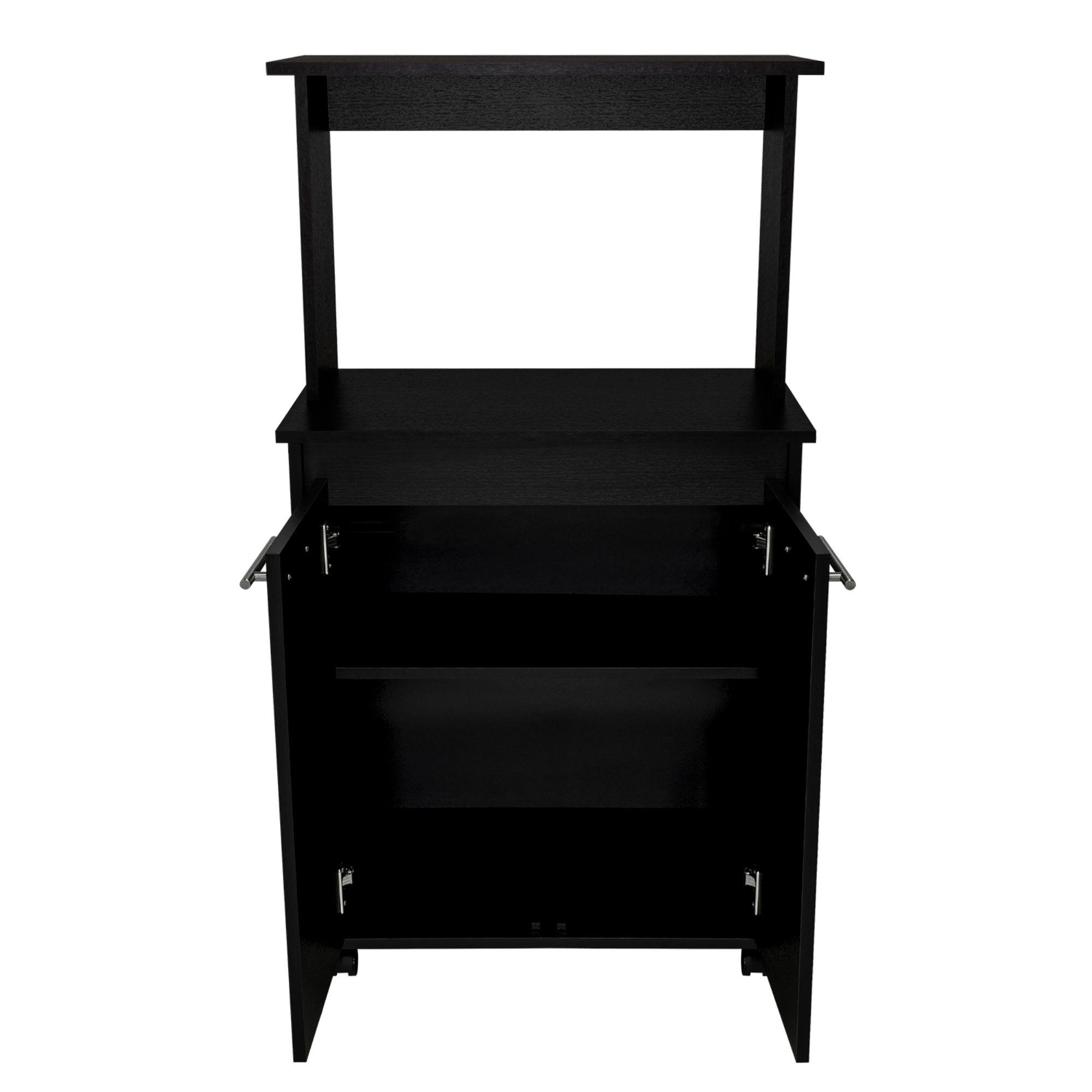 Mueble Microondas Con Ruedas 2 Puertas Fm-004N Negro-4
