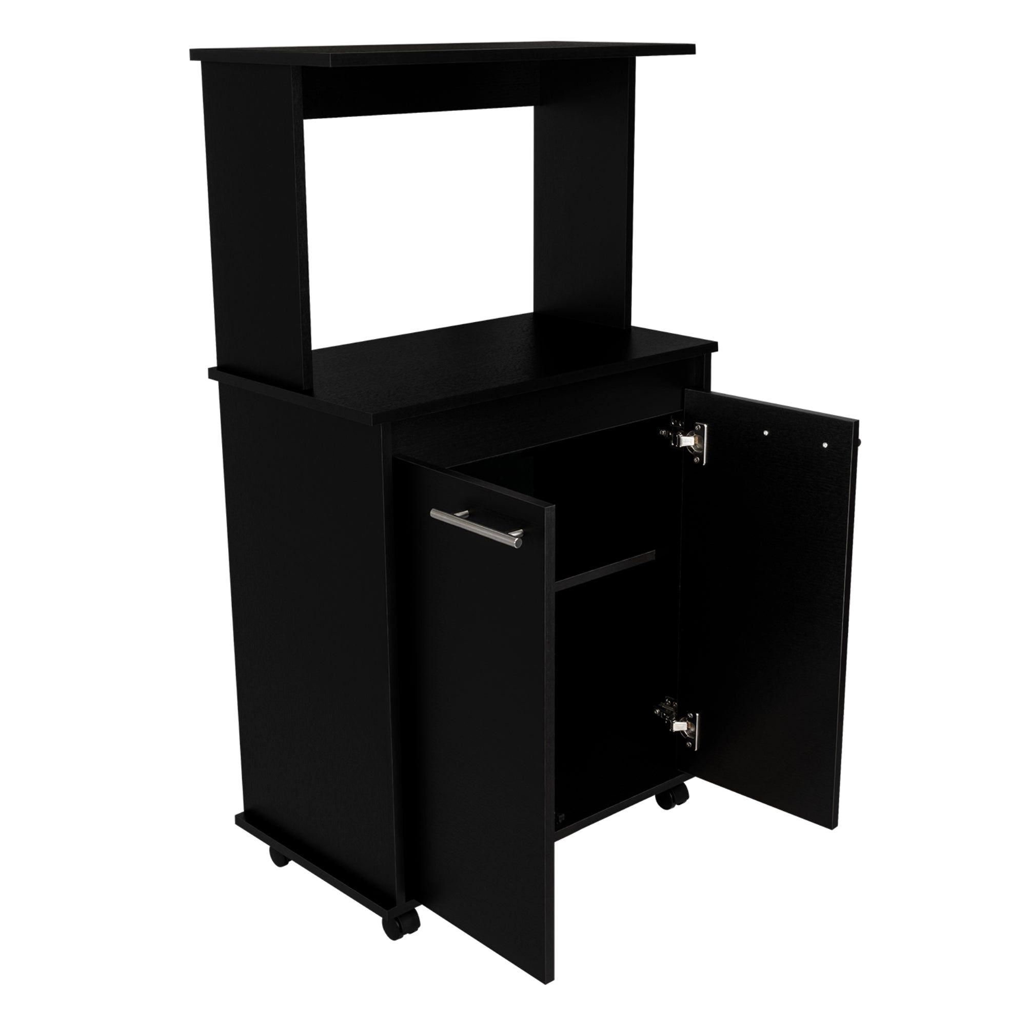 Mueble Microondas Con Ruedas 2 Puertas Fm-004N Negro-5