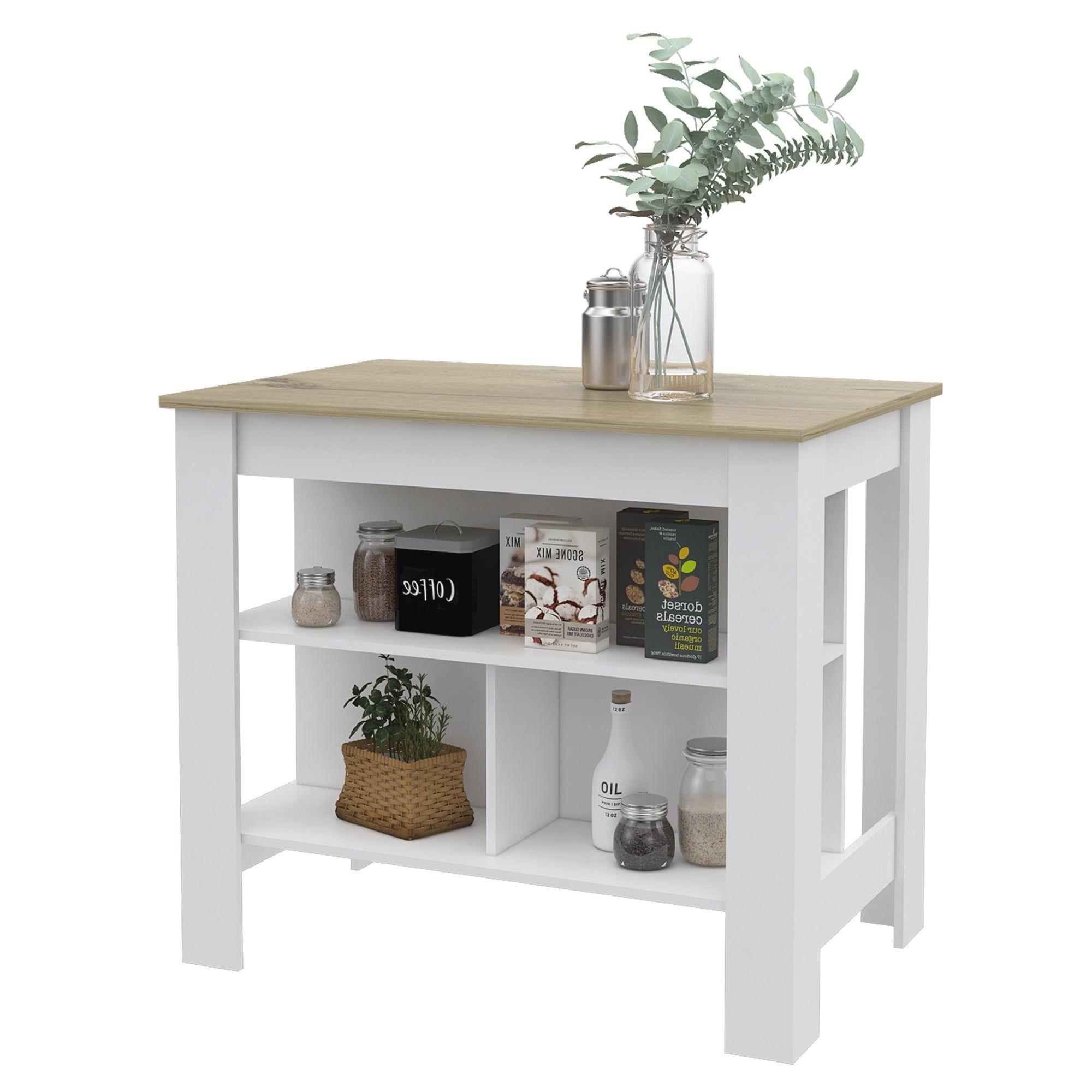 ISLA DE COCINA 103x70x90 CM FM-009A CAFÉ CLARO Y BLANCO-2
