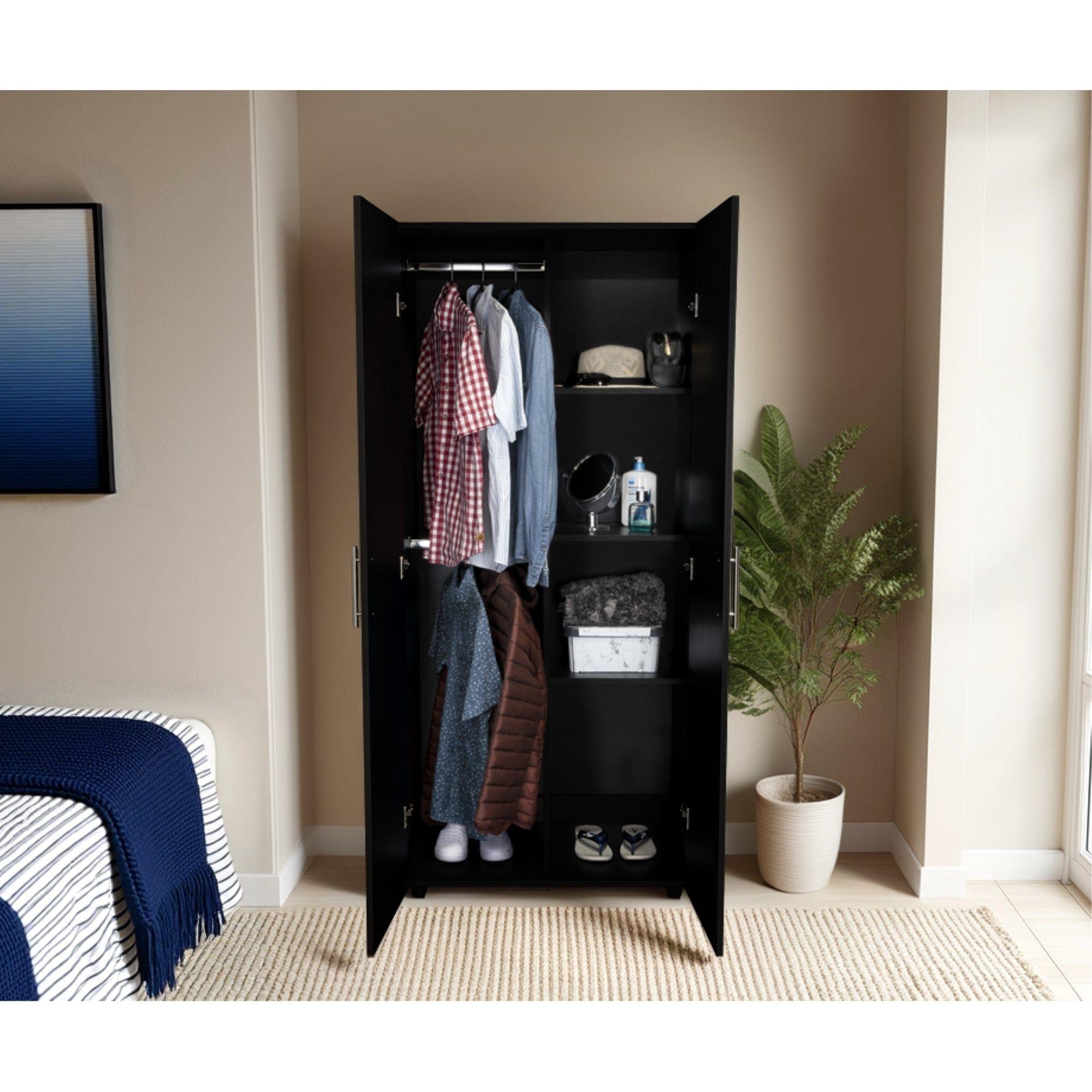 Closet 2 Puertas Fm Melmaina 180X80X48 Cm Negro-8